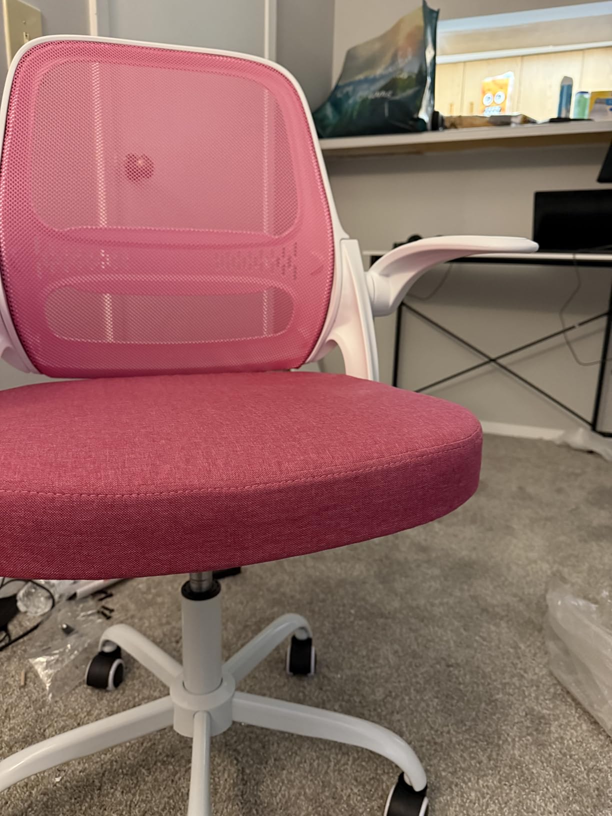 Ergonomic Mesh Office Chair with Flip-Up Arms, Adjustable Height, Breathable Mesh Back & Thick Cushion Seat, 360° Swivel Rolling Computer Desk Chair, BIFMA Certified, Supports 300 lbs (Black) - Customer Photo 2