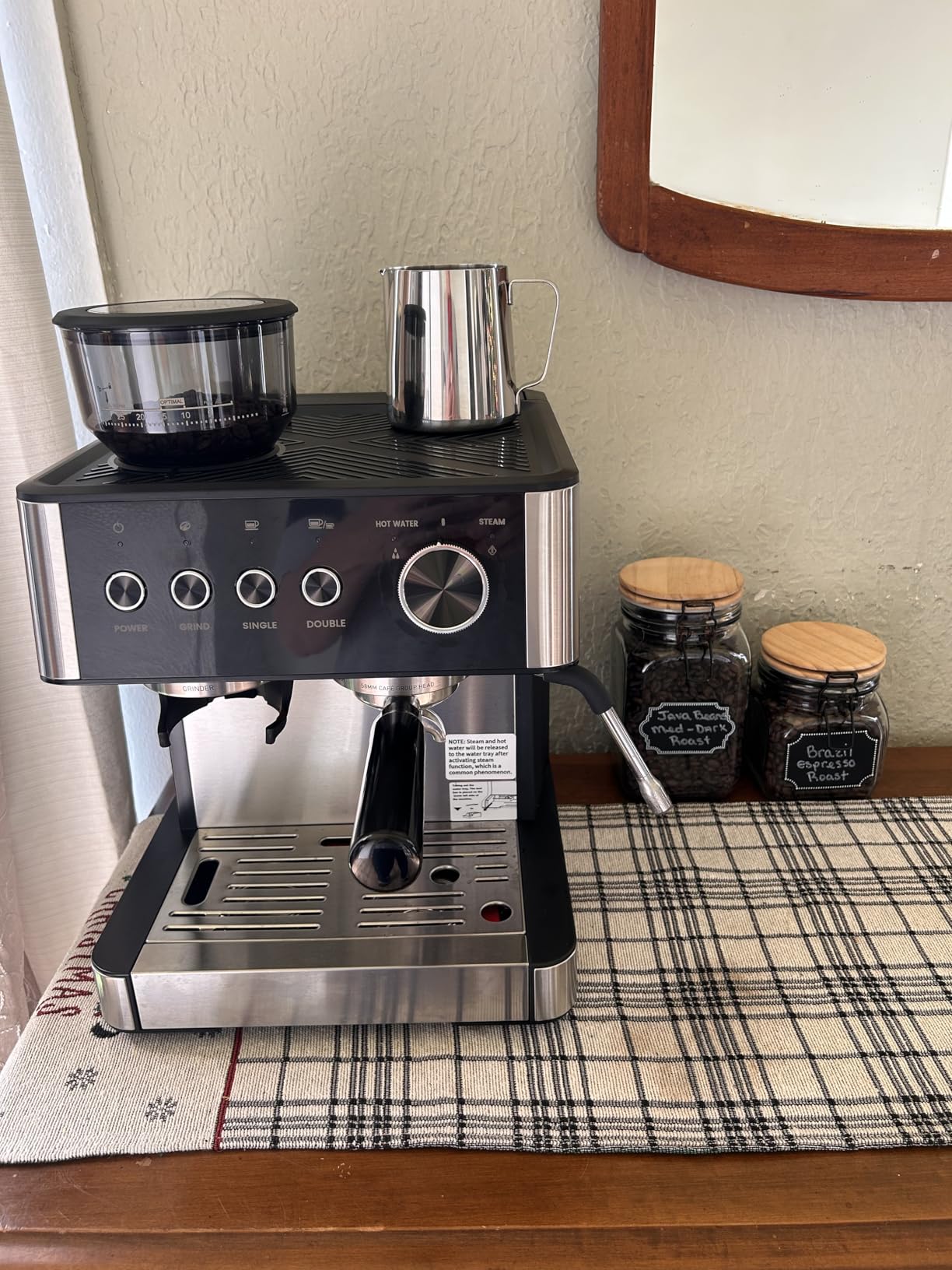 (2025 Upgrade)20 Bar Espresso Machine with Built-in Anti-Clog Coffee Grinder, Expresso Coffee Machines with Milk Steam Wand/Frother/Tamping Tools,Espresso Maker with Grinder for Lattes-Charcoal Customer Review (2025 Upgrade)20 Bar Espresso Machine with Built-in Anti-Clog Coffee Grinder, Expresso Coffee Machines with Milk Steam Wand/Frother/Tamping Tools,Espresso Maker with Grinder for Lattes-Charcoal - Customer Photo 1