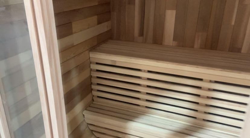 Outdoor Steam Sauna for 2 Person, Canadian Red Cedar Barrel Saunas Room with 4.5KW ETL Certified Toule Sauna Stove, Traditional Cube Wooden Home Spa for Backyard/Garden, 0-195℉ customer photo 1