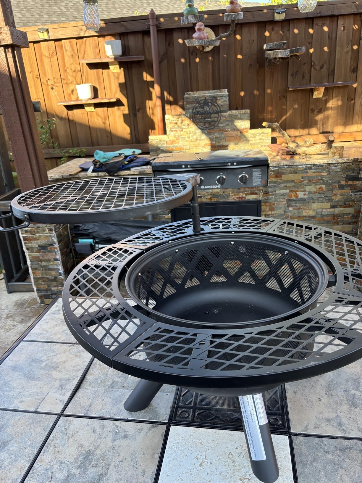Bali Outdoors Fire Pit with Poker | 40 inch Outdoor Fire Pit Patio, Wood Burning Firepits for Outside with Grill customer photo 2