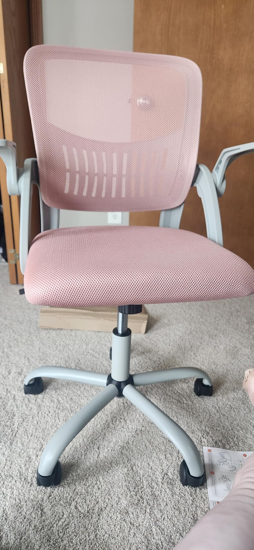 DUMOS Home Office Computer Chair - Ergonomic Mid Back Desk with Lumbar Support and Rocking Mode, Height Adjustable with Fixed Armrest, for Conference Meeting Room, 360° Swivel, Adults, Black - Customer Photo 1