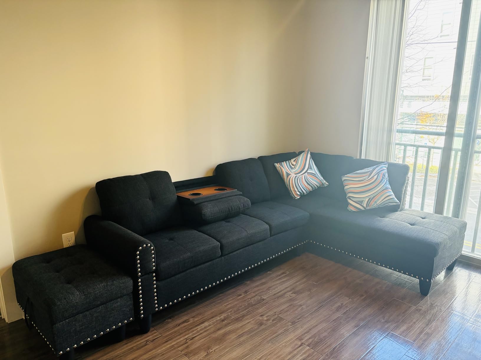 Trygoal Leather 3-Piece L-Shaped Couches for Living Room, Sectional Sofa with Storage Ottoman & Movable Chaise, Modular Convertible Couch for Bedroom & Apartment, Deep Black Customer Review Trygoal Leather 3-Piece L-Shaped Couches for Living Room, Sectional Sofa with Storage Ottoman & Movable Chaise, Modular Convertible Couch for Bedroom & Apartment, Deep Black - Customer Photo 1