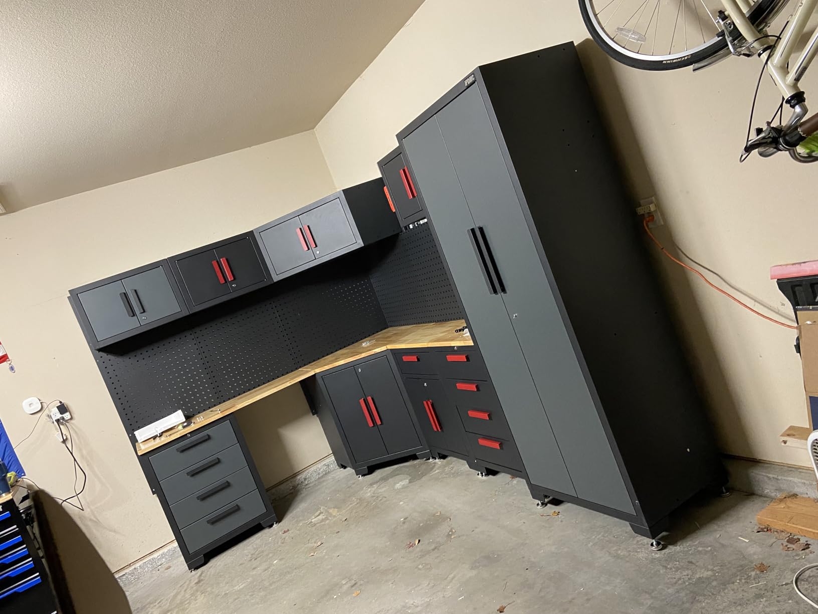 Garage Storage Cabinet System 9-Pcs Workshop Set Garage Cabinets and Storage System with Steel Drawers, Rolling Chest, Workbench, Pegboard for Tool Organization customer photo 2