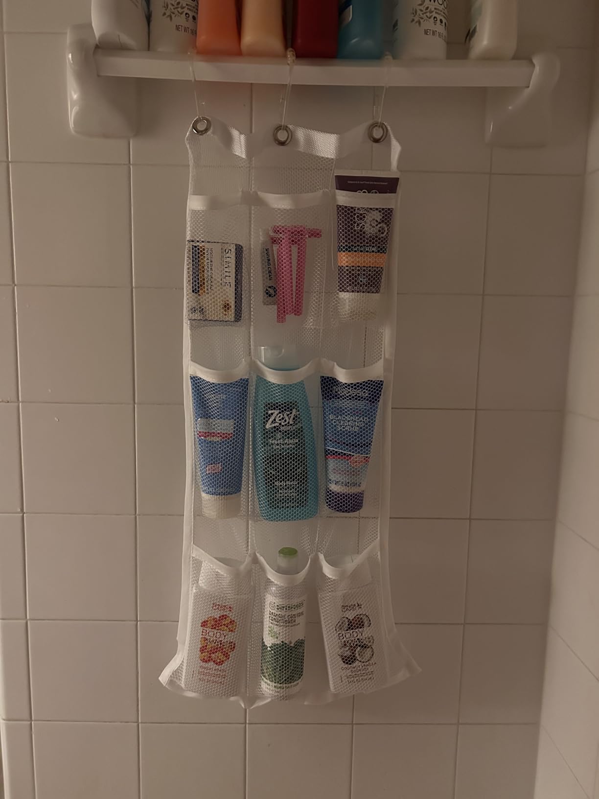 Handy Laundry Masirs Mesh Shower Caddy - 7 Pocket Portable Bathroom Organizer Tote for Travel, Gym & Dorm - Collapsible Small Shower Caddy Bag to Hold Toiletries & Essentials (Gray) customer photo 2