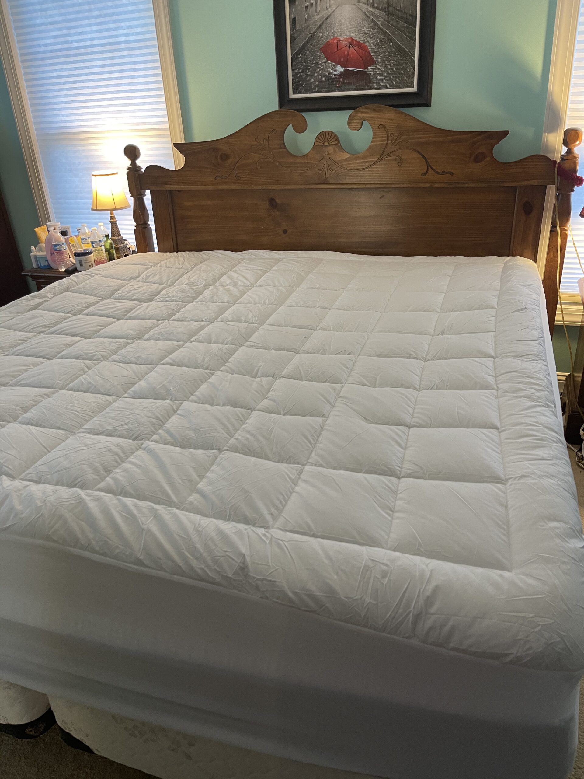 Queen Mattress Pad Cover Cooling Mattress Topper Pillow Top with Down Alternative Fill (8-21