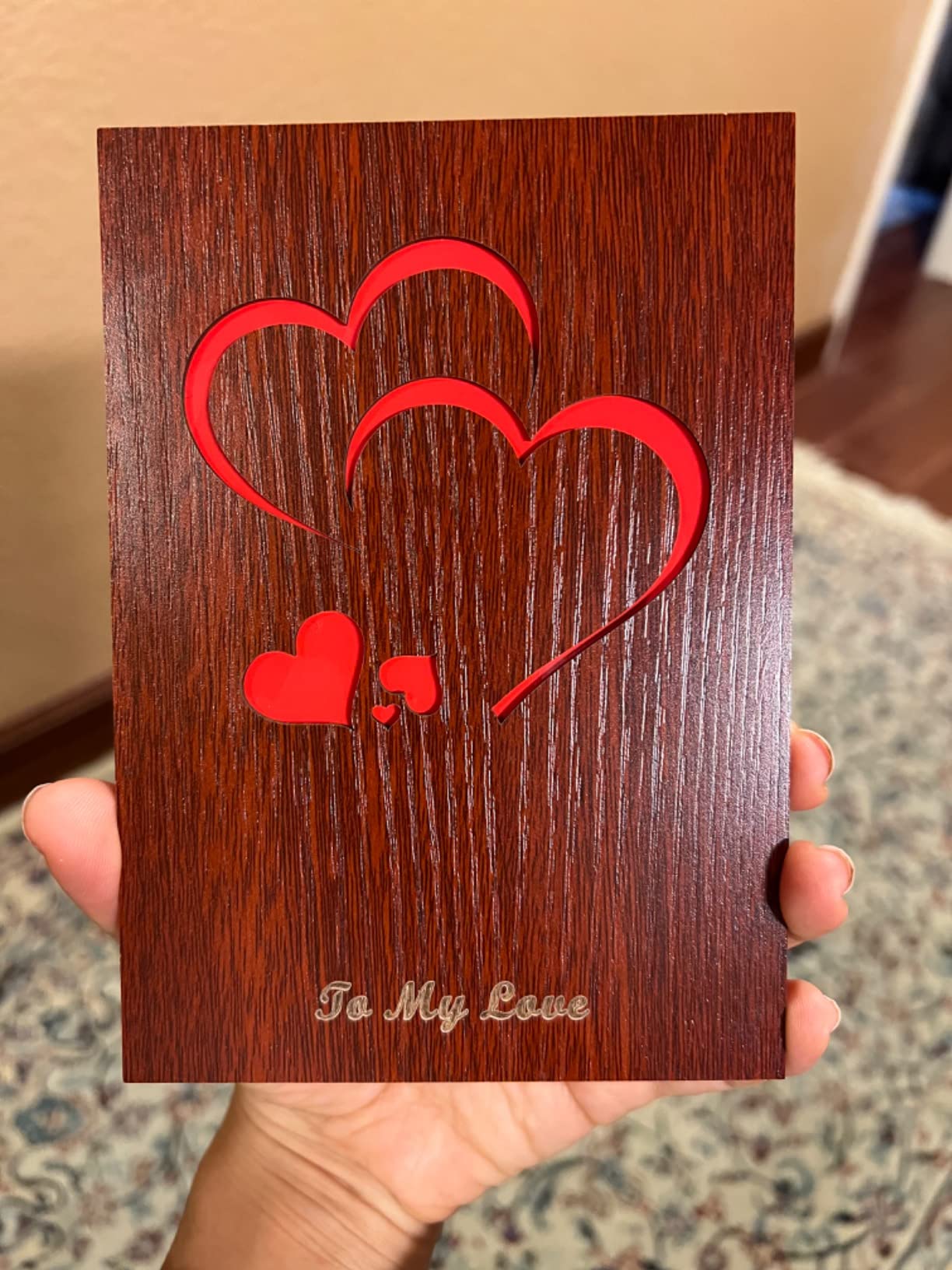 Creawoo Handmade Walnut Wood Love Greeting Card with Unique Gift Card Box The Best Valentine's Day, Anniversary Birthday Gift Idea Card for Her, Him, Wife, Husband Customer Review Creawoo Handmade Walnut Wood Love Greeting Card with Unique Gift Card Box The Best Valentine's Day, Anniversary Birthday Gift Idea Card for Her, Him, Wife, Husband - Customer Photo 1