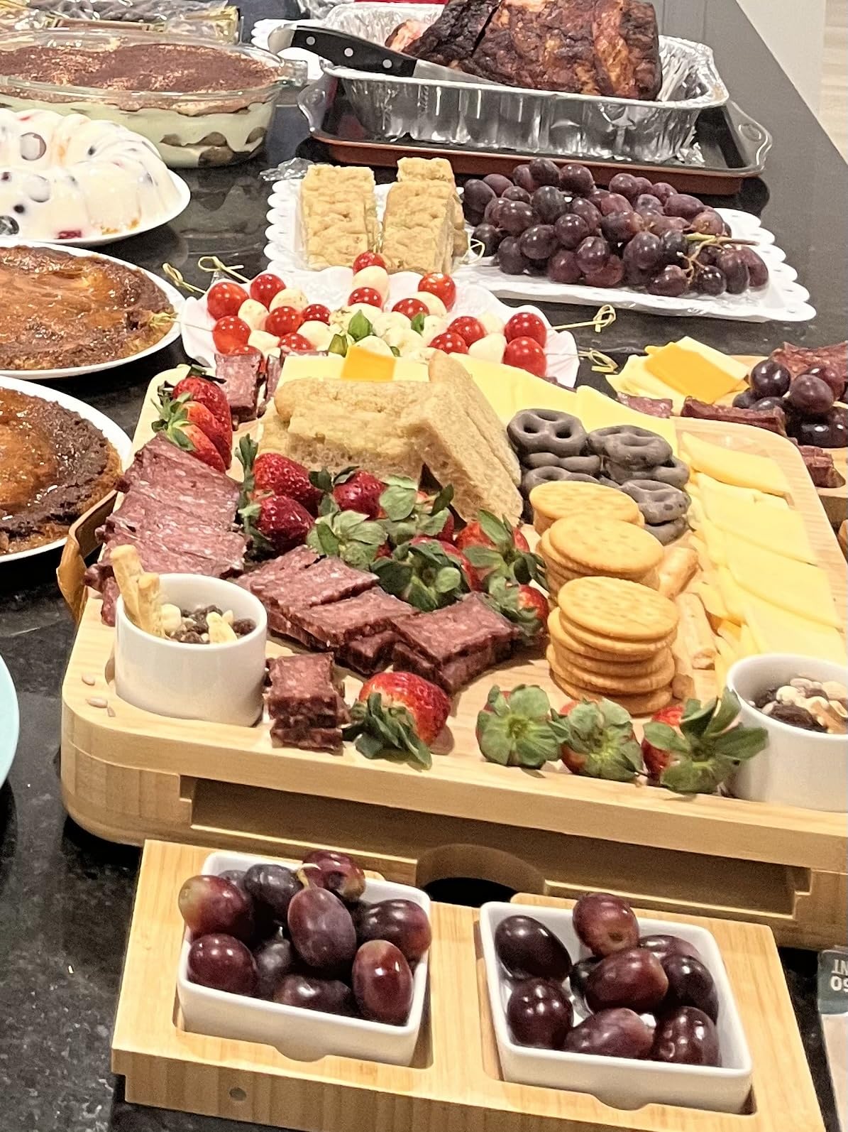 Bamboo Charcuterie Board Set - Large Cheese Platter with Knives & Bowls - Valentine's Day Gift for Her, Mom or Girlfriend - Great Wedding, Housewarming & Birthday Gift Idea - Customer Photo 1