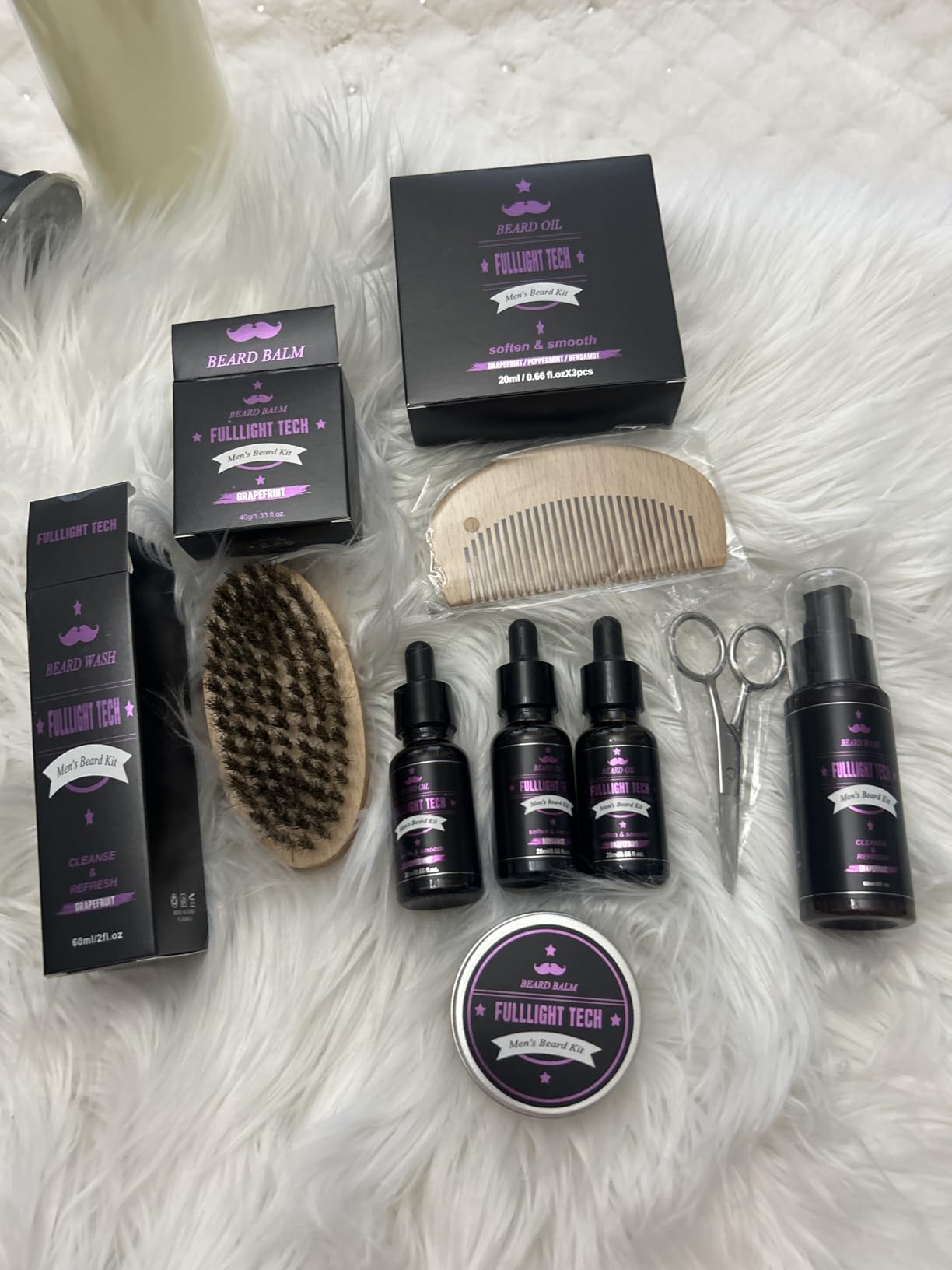 Beard Kit for Men Grooming & Care W/3 Pack Beard Oil, Wash, Balm, Comb, Brush, Scissors,Anniversary Valentines Birthday Fathers Gifts Idea for Husband Him Boyfriend Dad Men Christmas Stocking Stuffers - Customer Photo 3