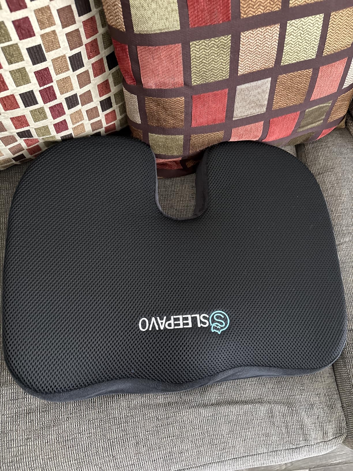 Sleepavo Office Chair Cushion - Seat Cushion for Tailbone Pain Relief - Butt Pillow for Coccyx, Sciatica, and Lower Back Pain - Orthopedic Chair Pad for Lumbar Support in Office Desk, Car, Airplane customer photo 1