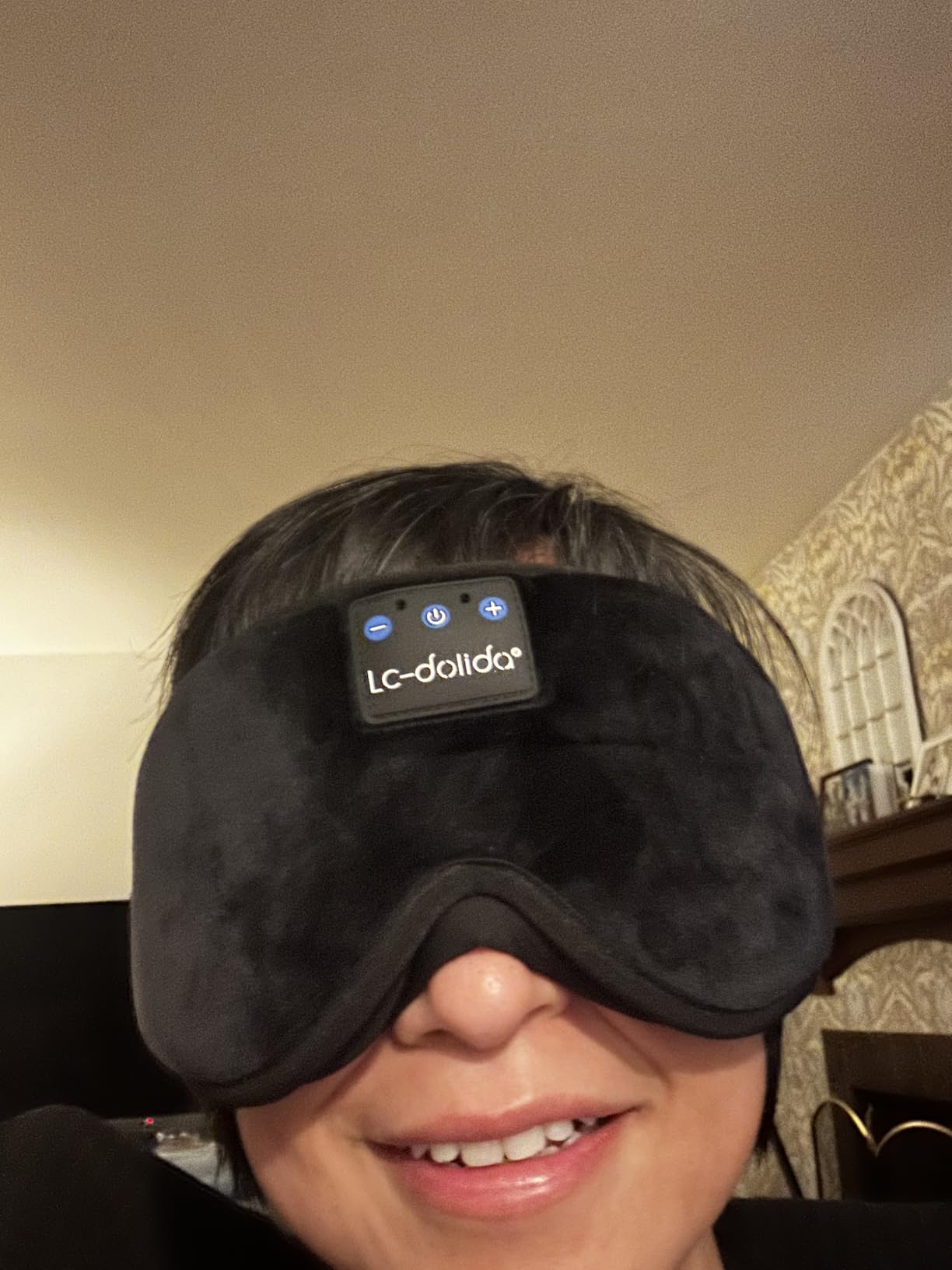 LC-dolida Sleep Headphones, 3D Sleep Mask Bluetooth Wireless Music Eye Mask, Sleeping Headphones for Side Sleepers Sleep Mask with Bluetooth Headphones Ultra-Thin Stereo Speakers Perfect for Sleeping Customer Review LC-dolida Sleep Headphones, 3D Sleep Mask Bluetooth Wireless Music Eye Mask, Sleeping Headphones for Side Sleepers Sleep Mask with Bluetooth Headphones Ultra-Thin Stereo Speakers Perfect for Sleeping - Customer Photo 1