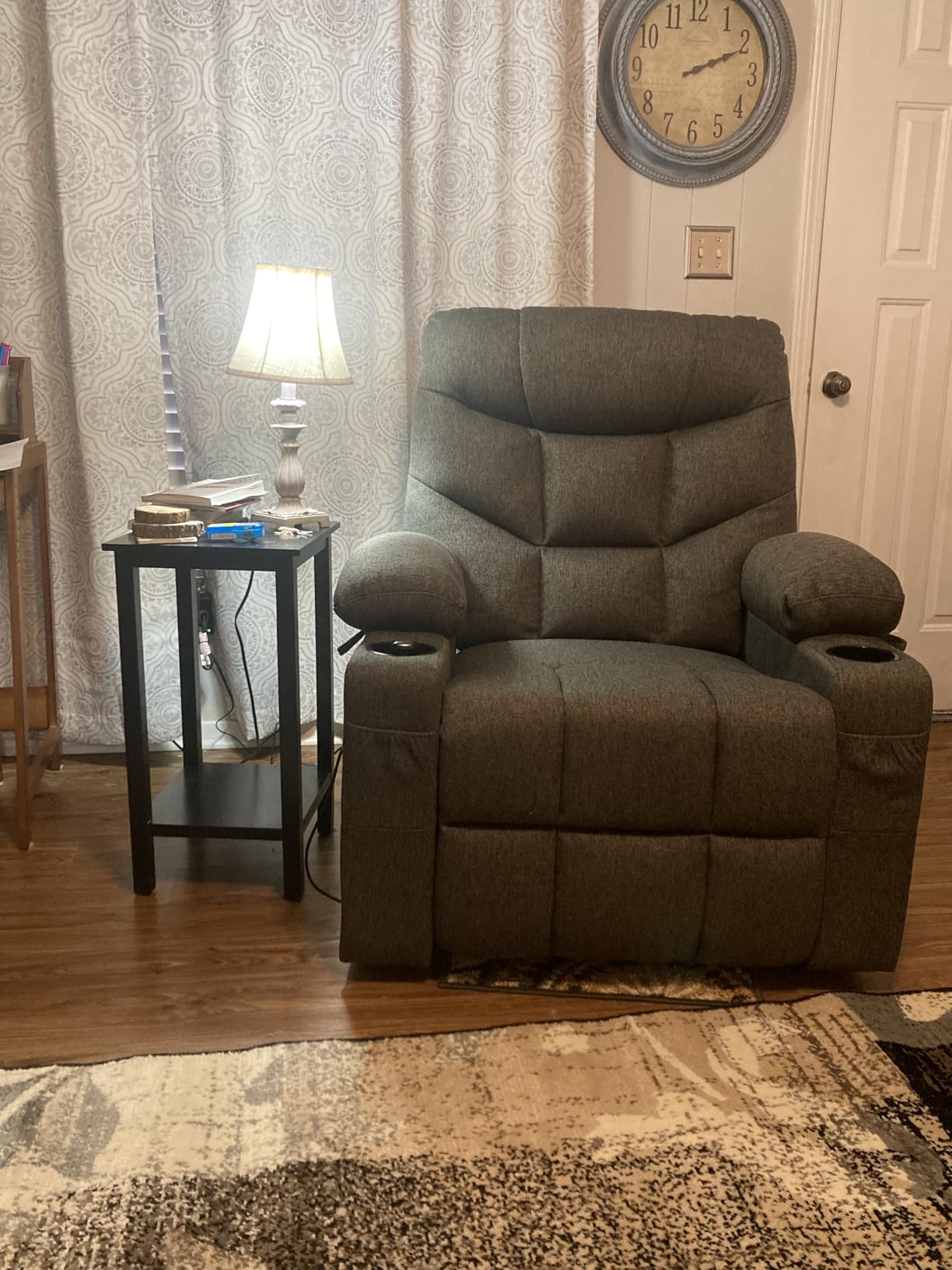 MCombo Power Lift Recliner Chair with Extended Footrest for Elderly People, Fabric 7287/7087 (Dark Gray, Medium) customer photo 1