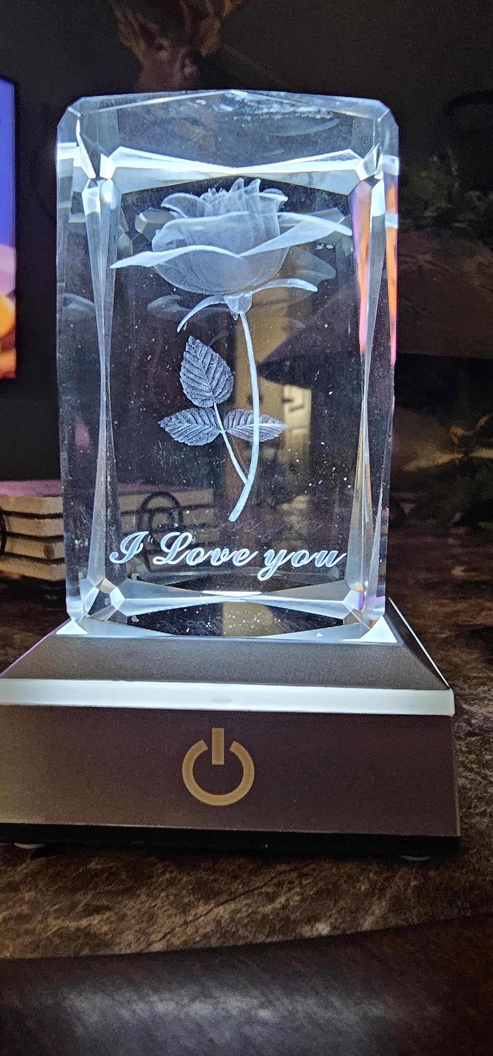 hochance 3D Rose Crystal Night Lamp with Adjustable LED Multicolor Lights for Girlfriend, Wife - Valentine's Day, Anniversary,Birthday Presents, Christmas Gifts for Her - Customer Photo 2