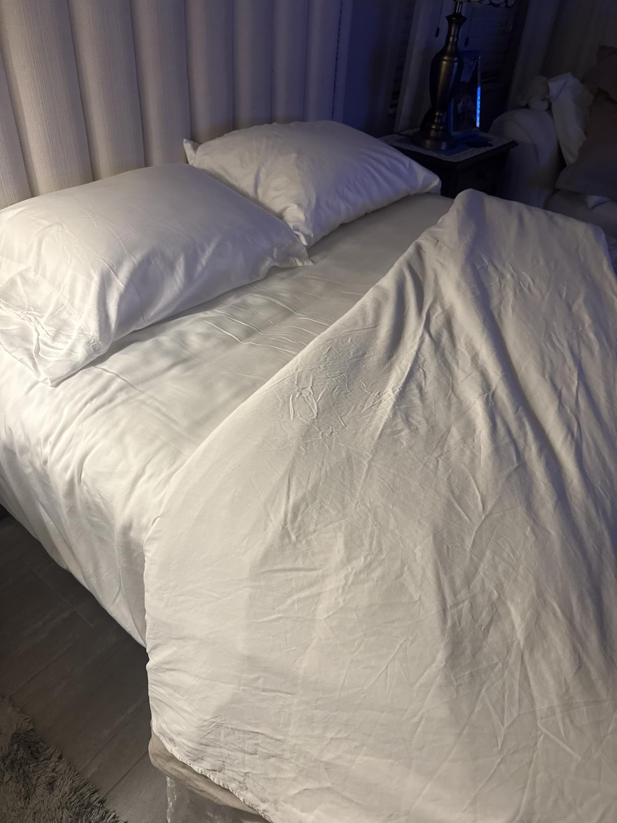Bedsure Queen Sheet Set, Cooling Sheets for Queen Size Bed Set, Rayon Derived from Bamboo, Breathable & Soft, Deep Pocket Up to 16in, Hotel Luxury Silky Bedding for Hot Sleepers, Dark Grey customer photo 1
