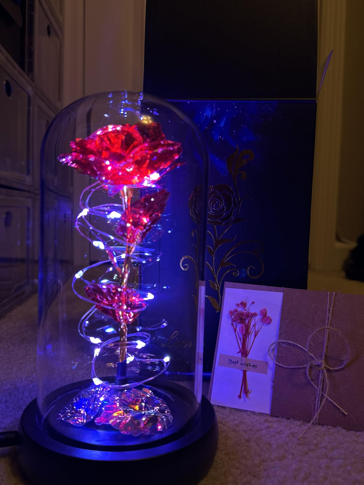 Childom Valentines Day Rose Gifts for Her,Birthday Gifts for Women Mom Mothers Day,Flowers for Delivery Prime,Colorful Light Up Rose in A Glass Dome,Anniversary Valentines Roses Gift for Wife Daughter Customer Review Childom Valentines Day Rose Gifts for Her,Birthday Gifts for Women Mom Mothers Day,Flowers for Delivery Prime,Colorful Light Up Rose in A Glass Dome,Anniversary Valentines Roses Gift for Wife Daughter - Customer Photo 2