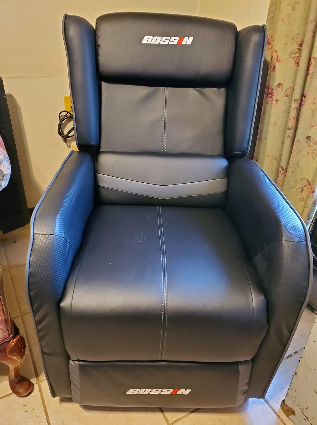 BOSSIN Gaming Recliner Chair for Adults 400lbs Racing Style Sofa Big and Tall PU Leather Recliner Seating, Modern Ergonomic Lounge Comfortable Home Movie Theater for Living Room(Blue) customer photo 2