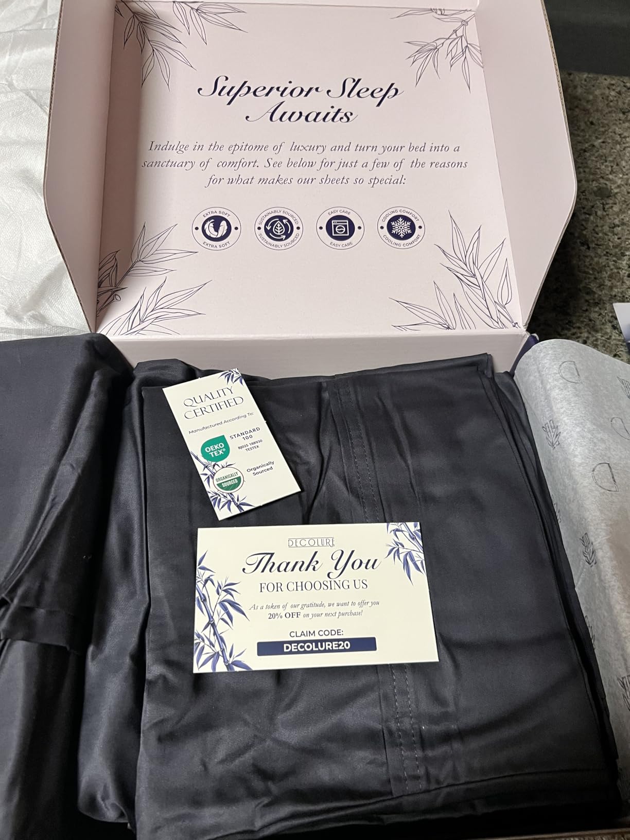 DECOLURE 100% Viscose Derived from Bamboo Sheets King Size - Luxury 4 Pc Naturally Cooling Sheets, Ultra Soft Bed Set - Deep 17in Pockets, Durable Double Stitching, Oeko Tex Standard (White) customer photo 1