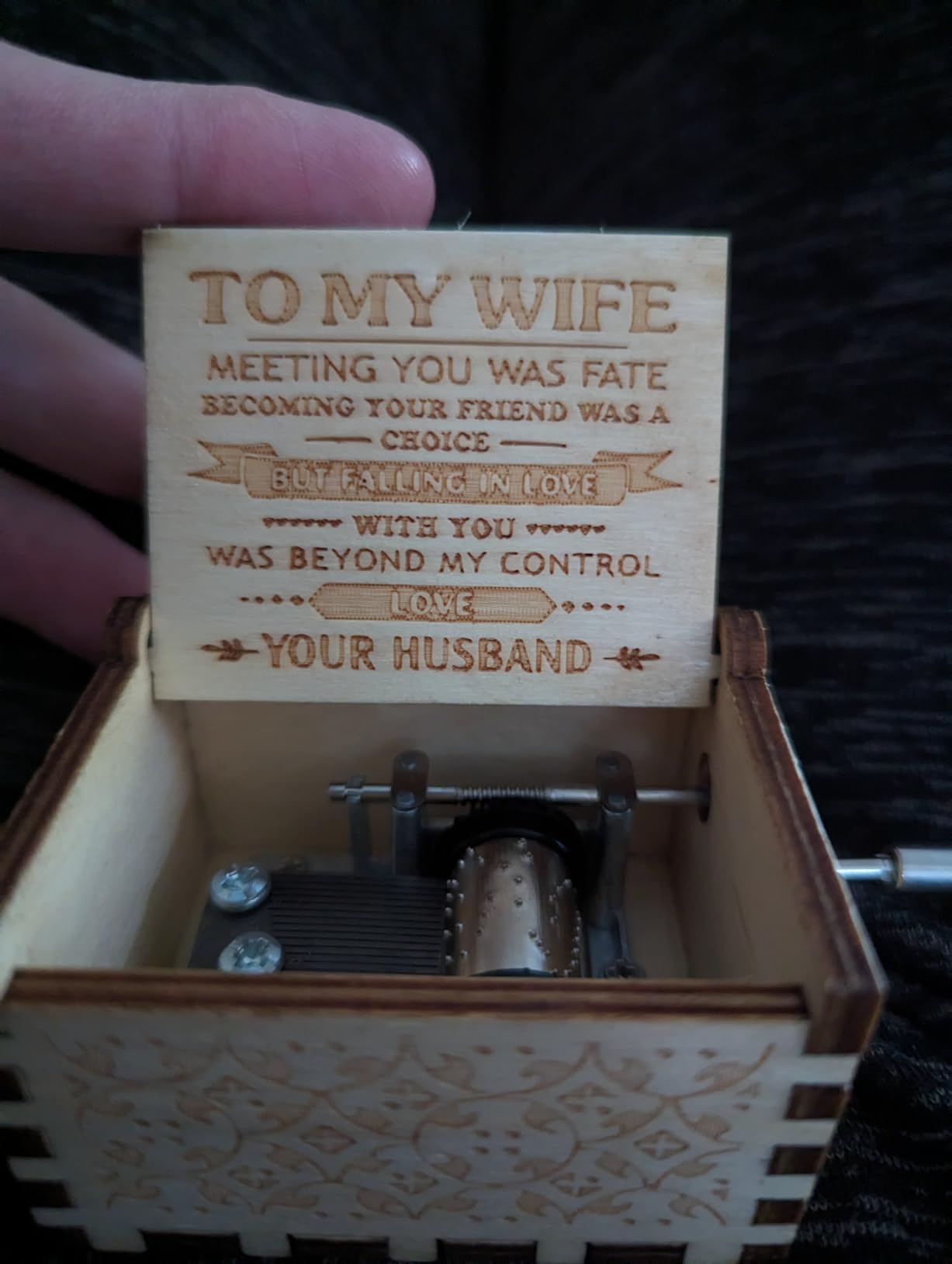 Music Box Gift for Wife - Romantic Birthday Valentine Anniversary Christmas to My Wife Gifts from Husband Boyfriend Love Women Girl Girlfriend Wooden Hand Crank Musical Box Play You are My Sunshine - Customer Photo 1
