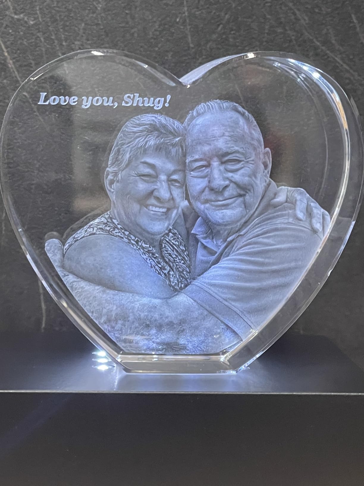 ArtPix 3D Crystal Photo, Valentines Day Personalized Gifts for Women, Wife, Men, Her, Him, Great V-Day Custom Gift with Your Own Photo, Customized Glass 3D Laser Etched Picture Wedding - Heart - Customer Photo 2