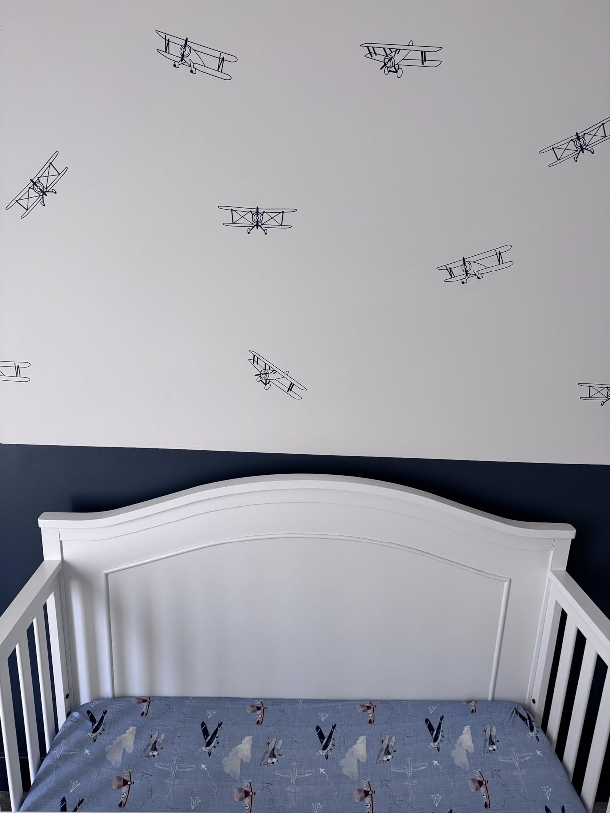 Crib Sheets Neutral - Fitted Baby Crib Sheets Bed for Girl Boy - 2 Pack Standard & Toddler Mattress - Buttery Soft Organic Cotton Blend (Airplanes in The Clouds) customer photo 1