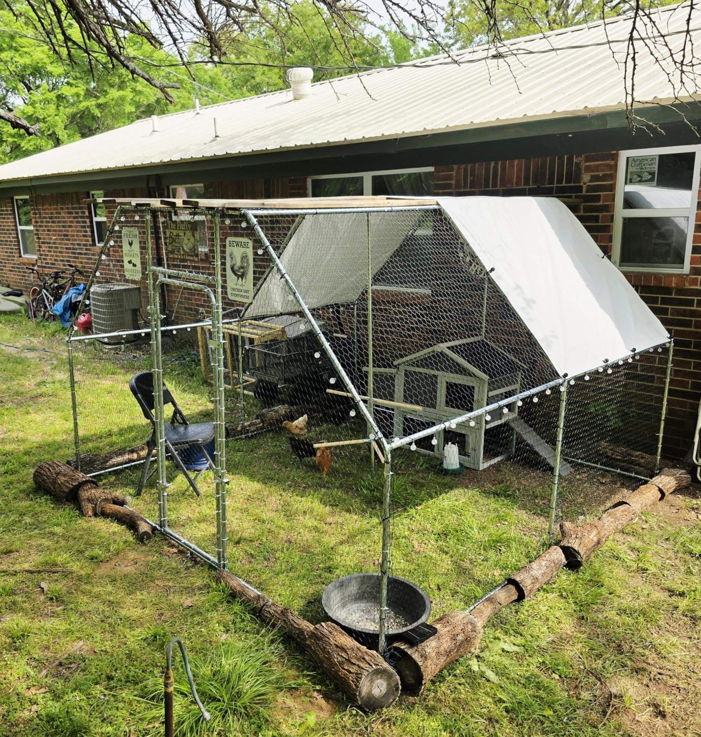 Chicken Coop Large Metal Chicken House/Pen with Climbing Frame for 15-20 Chickens, Outdoor Walk-in Poultry Cage Flat Shape for Ducks, Rabbits, Dogs Etc customer photo 2