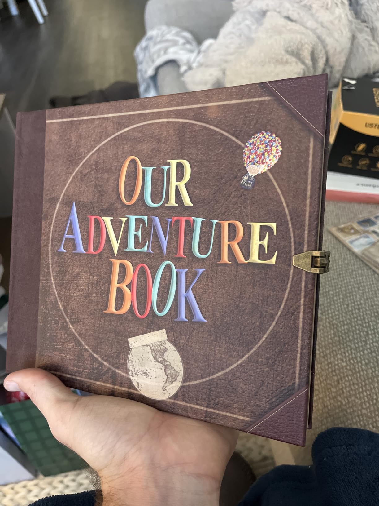 JIMBON Our Adventure Book Scrapbook Photo Album Retro Style Embossed Letter Cover Travel Diary Journal Scrap Book Kit For Couples,Memory Book For Anniversary Wedding - Customer Photo 2