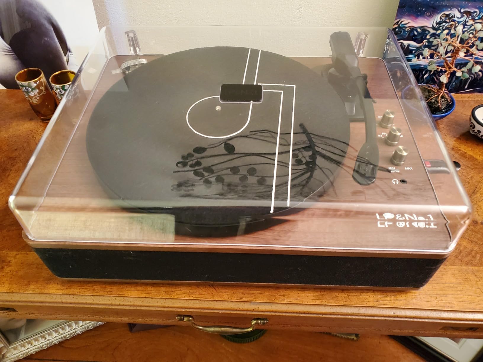 LP&NO.1 Record Player Turntable with Built-in Speakers and USB Play&Recording Belt-Driven Vintage Phonograph Record Player 3 Speed for Entertainment and Home Decoration customer photo 2