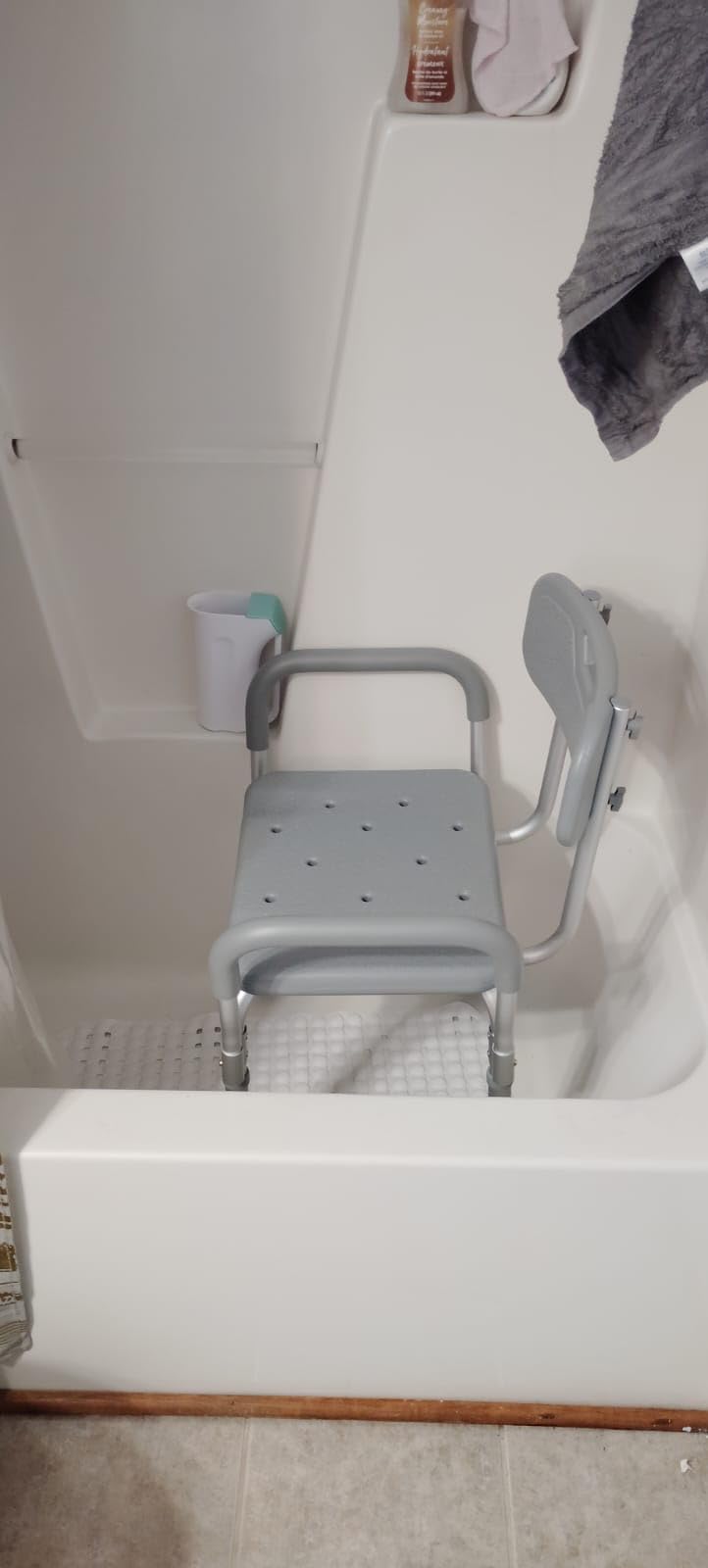 Medline Shower Chair with Backrest and Padded Armrests - 350 lb. capacity, Bath Bench, Seat, Stool for Independent Adult, Seniors, Elderly & Disabled Patients customer photo 1