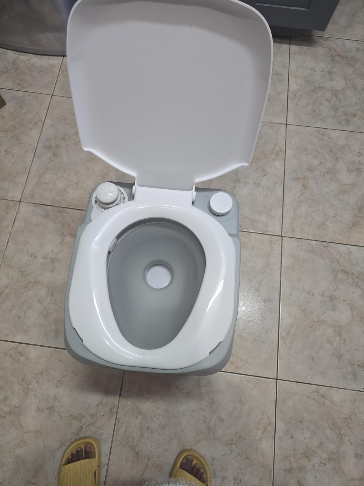 YITAHOME Portable Toilet Camping Porta Potty 5.8 Gallon with Carry Bag and Hand Sprayer, Leak-Proof Indoor Outdoor Toilet with Level Indicator, Handle Pump, for RV Travel, Boat and Trips customer photo 2