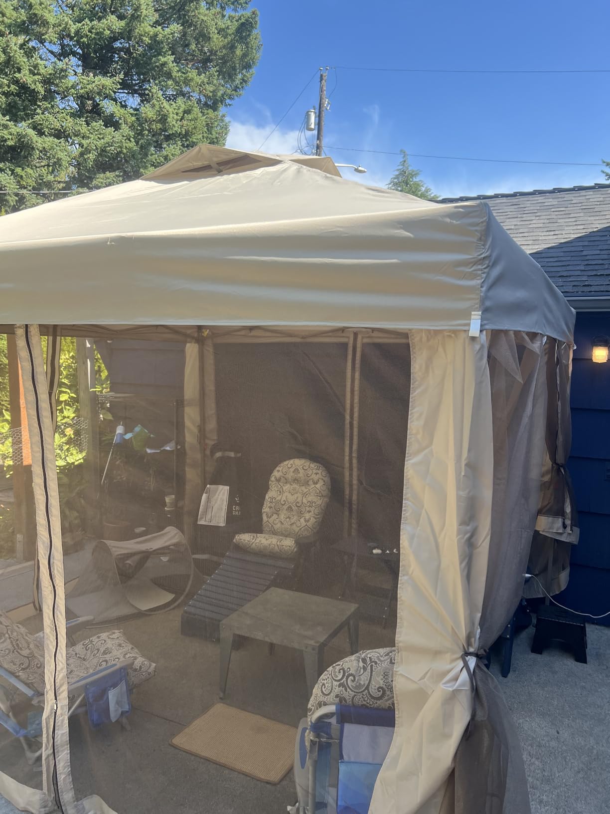 CROWN SHADES Gazebo 10x10 Pop Up Canopy with Mosquito Netting, Screen Tent with 4 Ropes, 8 Stakes, 4 Sandbags and Wheeled Storage Bag, Canopy for Patio & Backyard Parties, Camping&Events -(Beige) customer photo 1