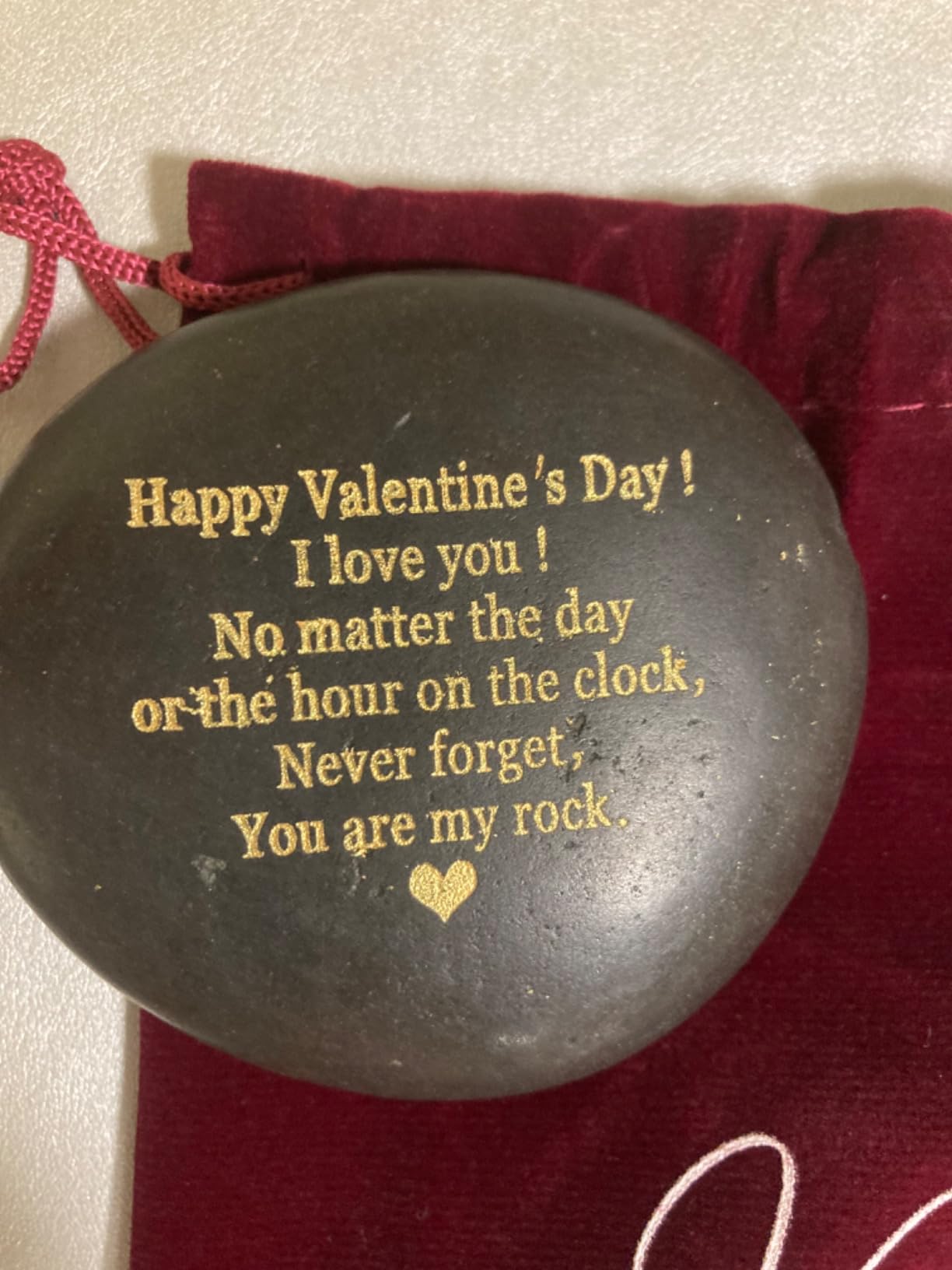 Happy Valentines Day Gift - Black Polished You are My Rock Engraved Pebble - Emotional Valentines Gifts for Him, Valentines Gifts for Her - Boyfriend Gifts, Girlfriend Gifts, Gifts for Couples Customer Review Happy Valentines Day Gift - Black Polished You are My Rock Engraved Pebble - Emotional Valentines Gifts for Him, Valentines Gifts for Her - Boyfriend Gifts, Girlfriend Gifts, Gifts for Couples - Customer Photo 2