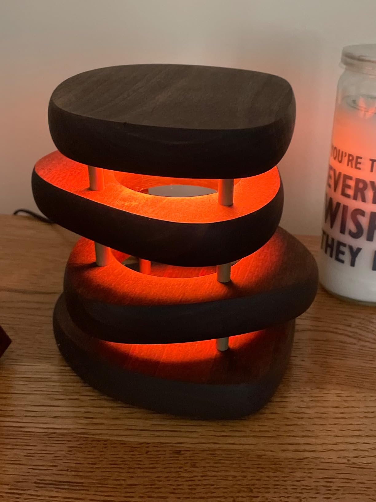 Friendship Lamp by Filimin Mid-Century Knotty Alder Wood Design - Wi-Fi Touch Lamp LED Light for Long-Distance Customer Review Friendship Lamp by Filimin Mid-Century Knotty Alder Wood Design - Wi-Fi Touch Lamp LED Light for Long-Distance - Customer Photo 1