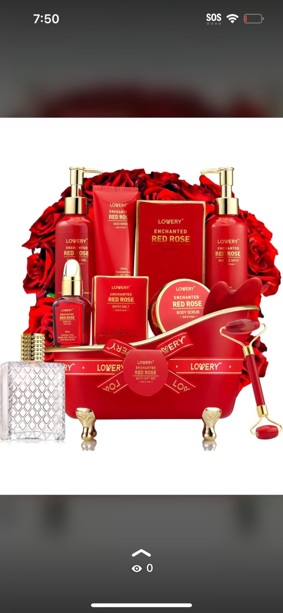 Valentines Day Gifts for Her, Red Rose Valentine Spa Gifts for Women, Bath and Body Gift Set, Pampering Gift Basket, Birthday Gifts for Mom with Perfume, Jade Roller, Quartz Gua Sha Stone & More - Customer Photo 2