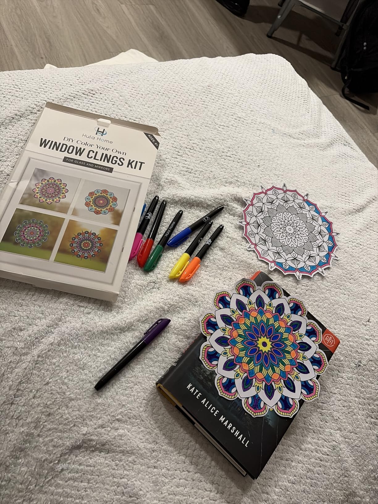 Hula Home Stained Glass Mandala Art Kit - DIY Window Clings with Markers, 10 Suncatchers - Perfect Hobby for Adults, Kids, Teens & Seniors - Ideal Gift for Beginners, Women & Elderly Customer Review Hula Home Stained Glass Mandala Art Kit - DIY Window Clings with Markers, 10 Suncatchers - Perfect Hobby for Adults, Kids, Teens & Seniors - Ideal Gift for Beginners, Women & Elderly - Customer Photo 2