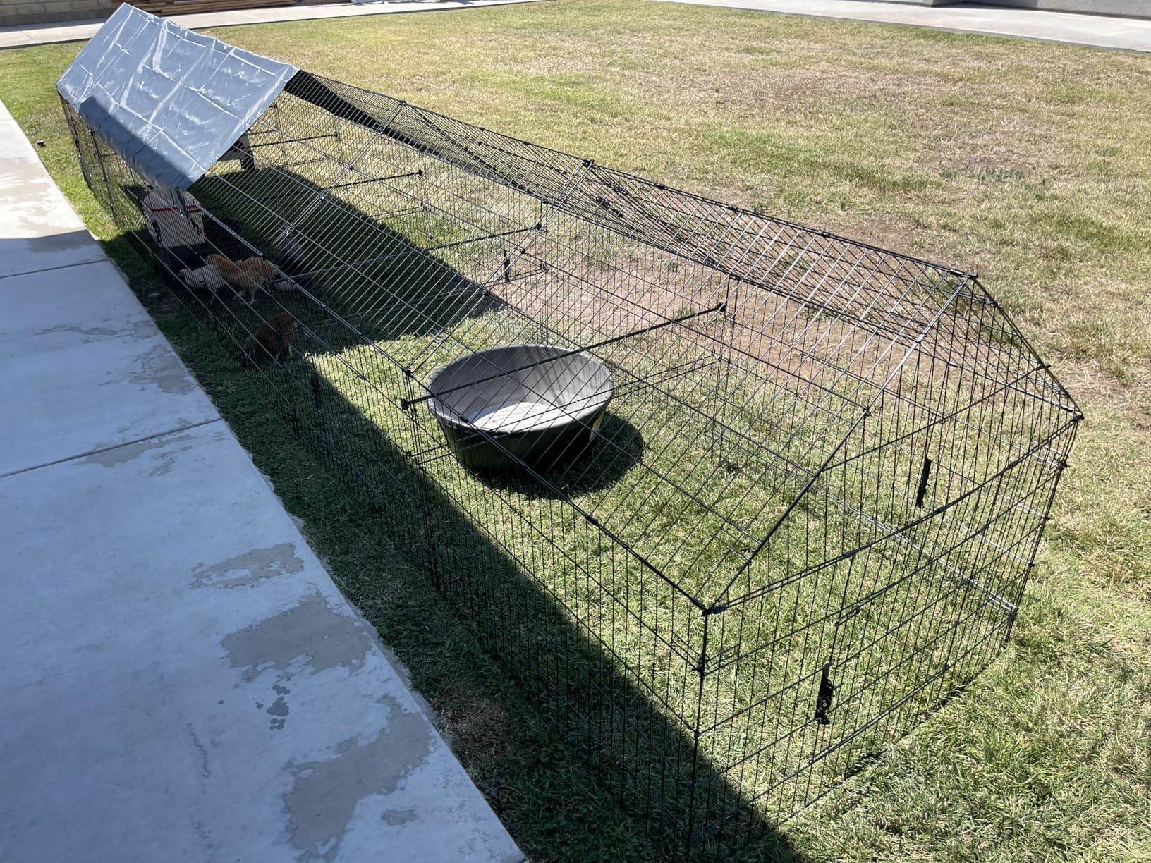 PawGiant Chicken Coop, Chicken Run Pen for Yard with Cover Outdoor Metal Portable Chicken Tractor Cage Enclosure Crate Outside for Small Animals Duck Rabbit Hen 130