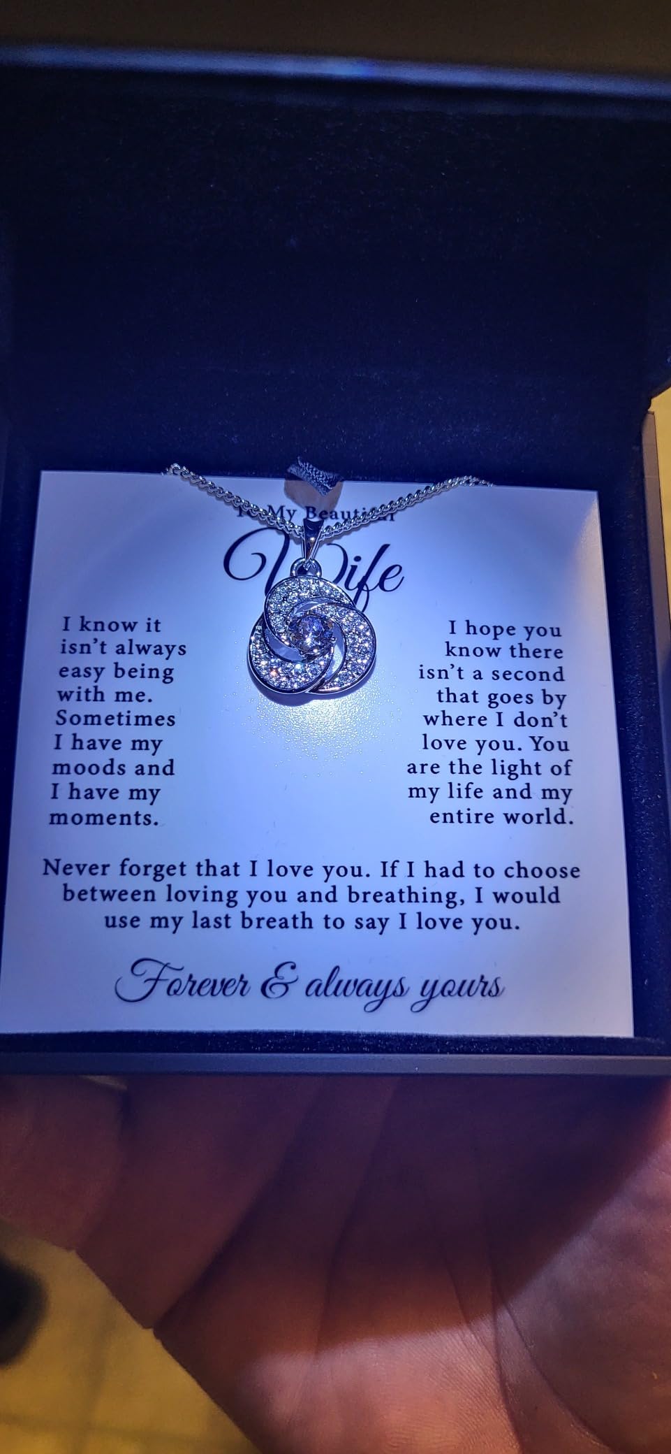 TRYNDI To My Wife Necklace from Husband - Soulmate, Girlfriend, Fiance Gift for Anniversary, Birthday, Christmas, Valentine's Day, Mother's Day - Romantic Wife Christmas Gift ideas Customer Review TRYNDI To My Wife Necklace from Husband - Soulmate, Girlfriend, Fiance Gift for Anniversary, Birthday, Christmas, Valentine's Day, Mother's Day - Romantic Wife Christmas Gift ideas - Customer Photo 1