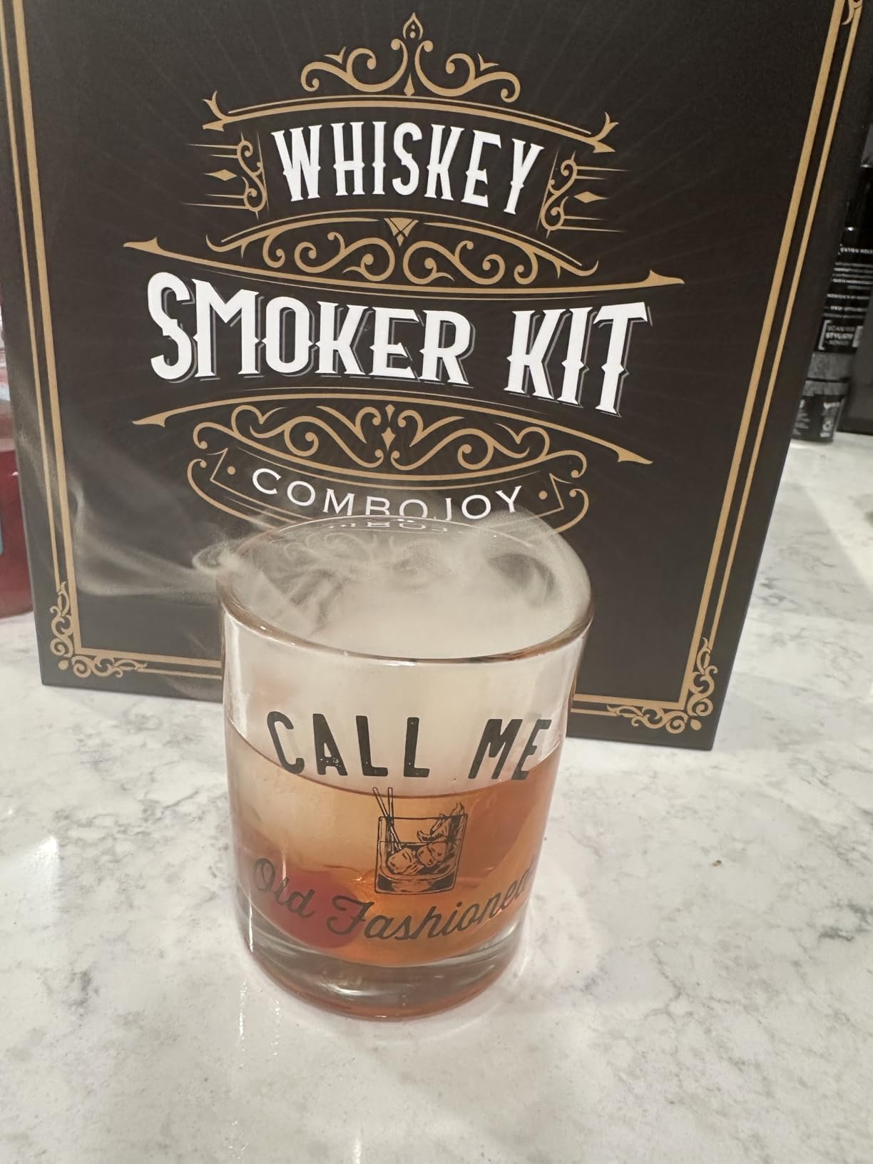 Whiskey Smoker Kit with Torch - 6 Flavors Wood Chips, 2 Glasses, 2 Ice Ball Molds - Cocktail Smoker Infuser Kit, Old Fashioned Drink Smoker Kit, Birthday Bourbon Whiskey Gifts for Men,Dad(NO Butane) Customer Review Whiskey Smoker Kit with Torch - 6 Flavors Wood Chips, 2 Glasses, 2 Ice Ball Molds - Cocktail Smoker Infuser Kit, Old Fashioned Drink Smoker Kit, Birthday Bourbon Whiskey Gifts for Men,Dad(NO Butane) - Customer Photo 1