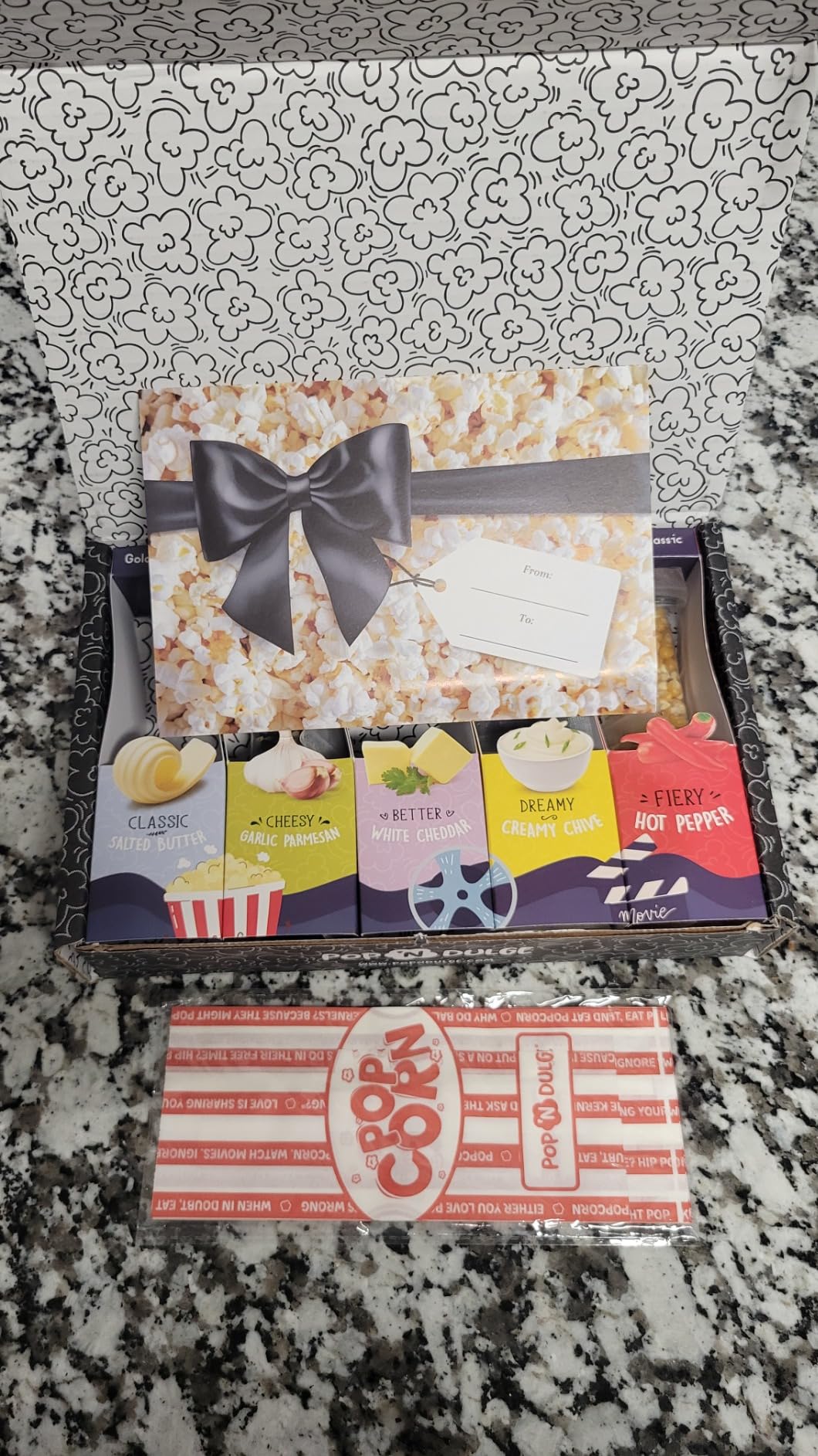 Valentines Day Gifts Movie Night Popcorn Gift Set, Valentines Day Gifts For Her Him, 10 Piece Set, 5 Gourmet Popcorn Kernels and 5 Popcorn Seasoning Flavoring, Kosher, Non-GMO Romantic Movie Night Gift Baskets Idea - Customer Photo 1