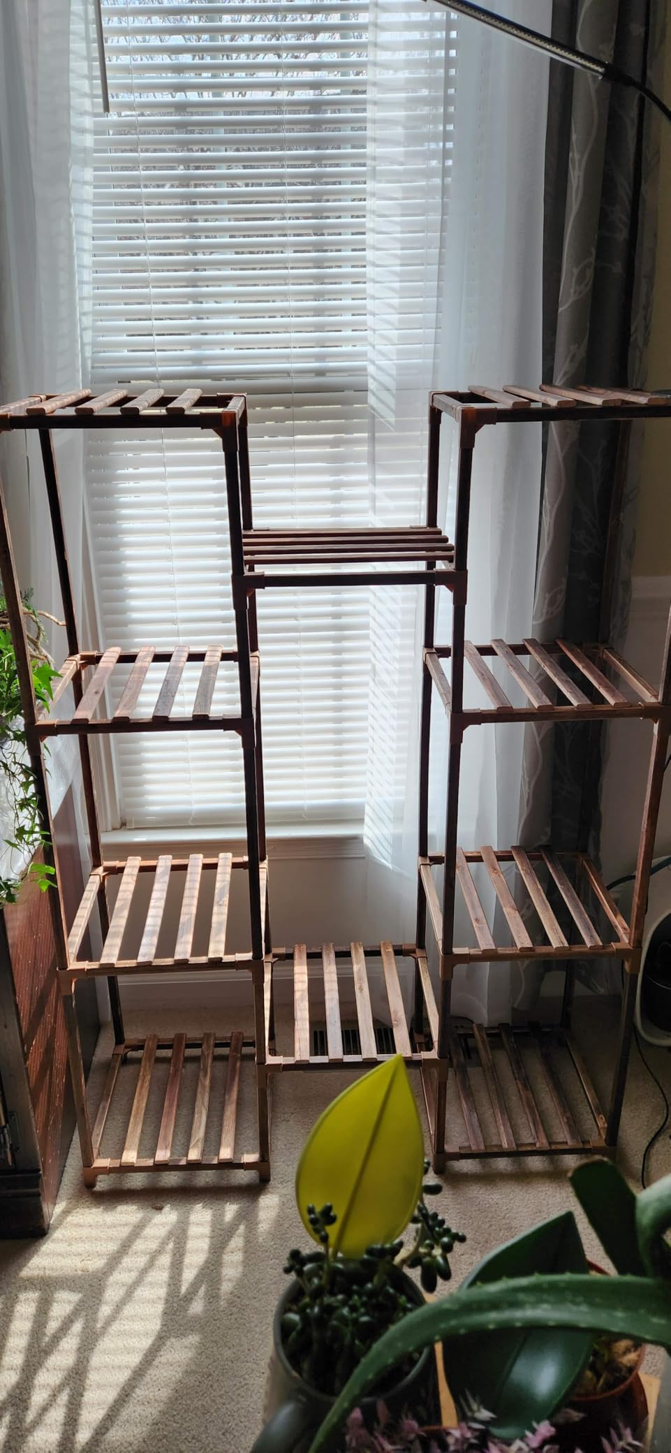 Bamworld Plant Stand Indoor Outdoor Tall Plant Shelf for Multiple Plants Pots Wood Flower Stand Large Flower Holder for Living Room, Patio, Balcony, Garden Decor, Brown customer photo 2