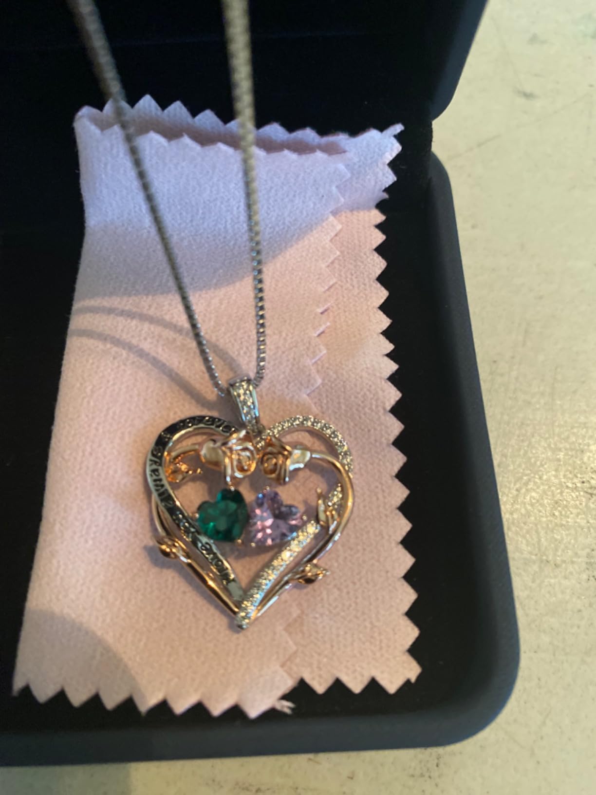 Iefil Valentines Gifts for Her Wife Women - Rose Heart Double Birthstone Necklace Gift for Wife Girlfriend Her Women, Birthstone Jewelry Gemstone Birthday Gifts for Mom Grandma Her Customer Review Iefil Valentines Gifts for Her Wife Women - Rose Heart Double Birthstone Necklace Gift for Wife Girlfriend Her Women, Birthstone Jewelry Gemstone Birthday Gifts for Mom Grandma Her - Customer Photo 2