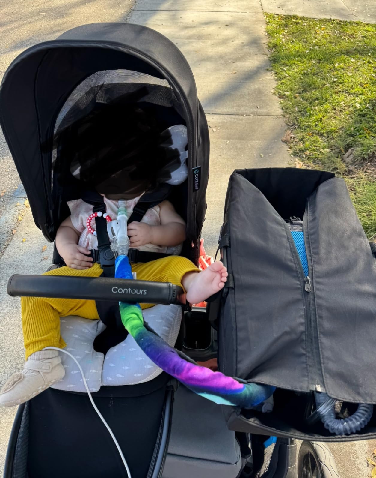 Contours Element Side-by-Side Convertible Toddler and Baby Stroller Single-to-Double, Reversible Seating Options, Infant Seat Compatible, Spacious Storage, UPF 50 Sun Canopy - Stealth Black customer photo 2