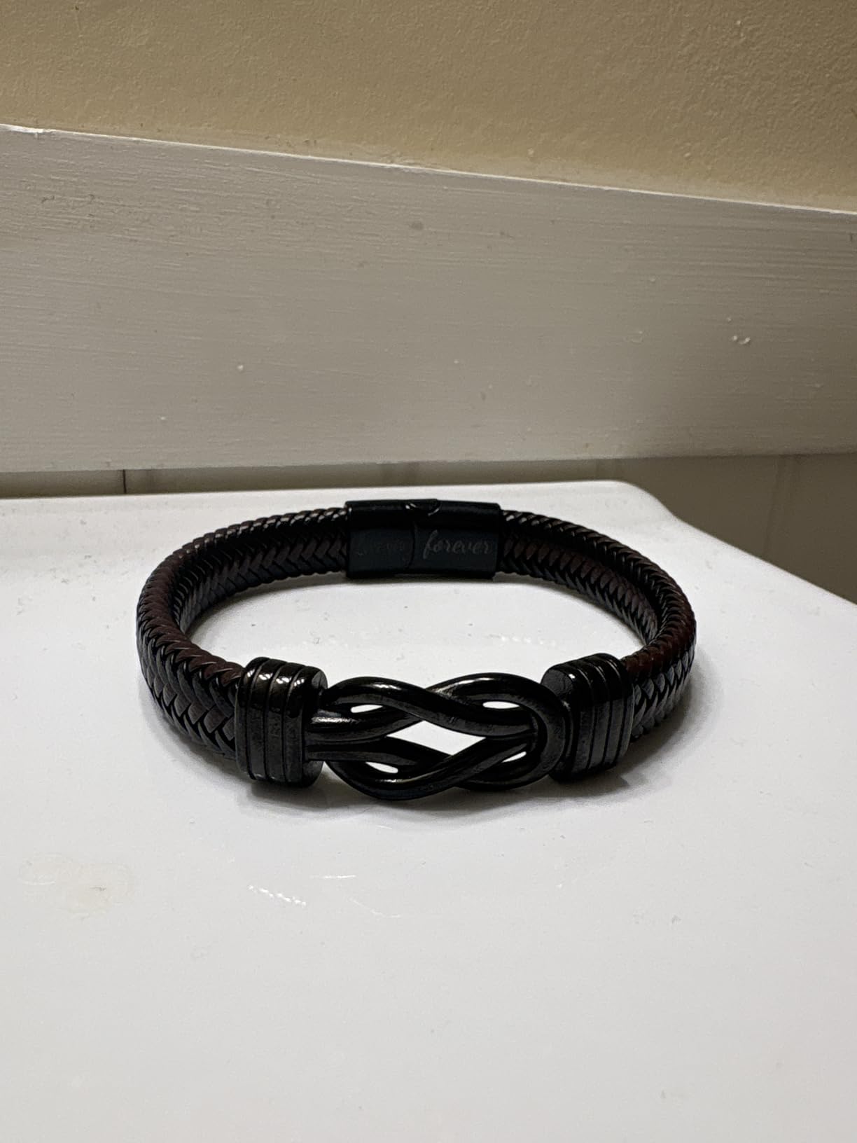 Braided Leather Stainless Steel Infinity Bracelets Lettering Love You Forever Gifts for Son Grandson Husband Boyfriend Brother Always Linked Together Customer Review Braided Leather Stainless Steel Infinity Bracelets Lettering Love You Forever Gifts for Son Grandson Husband Boyfriend Brother Always Linked Together - Customer Photo 1