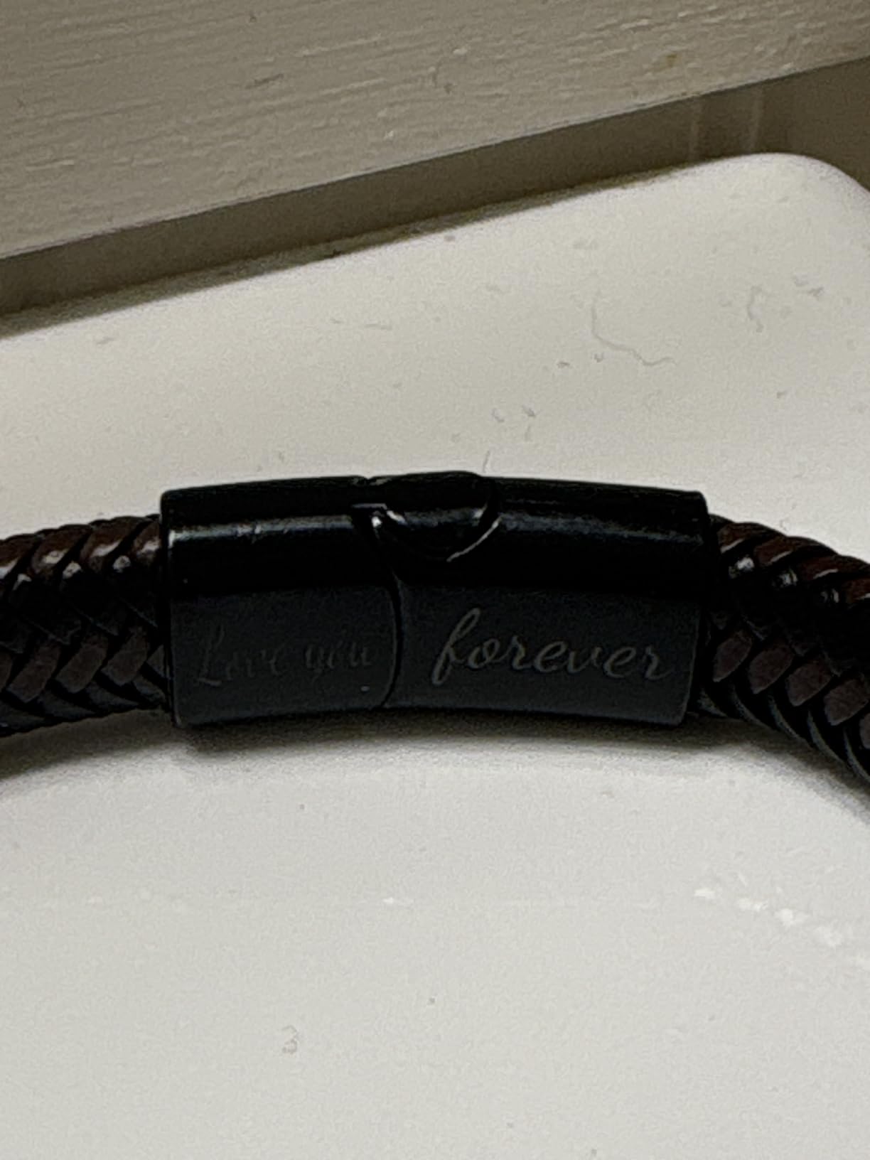 Braided Leather Stainless Steel Infinity Bracelets Lettering Love You Forever Gifts for Son Grandson Husband Boyfriend Brother Always Linked Together Customer Review Braided Leather Stainless Steel Infinity Bracelets Lettering Love You Forever Gifts for Son Grandson Husband Boyfriend Brother Always Linked Together - Customer Photo 2