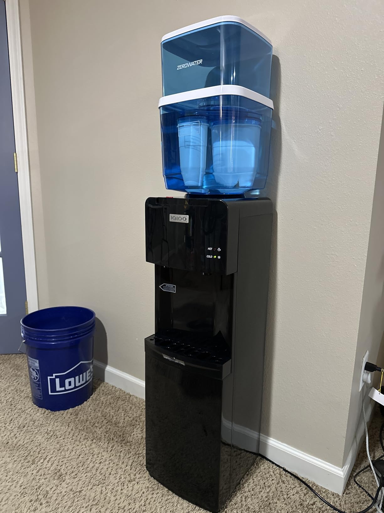 Igloo Top Loading Water Cooler - Hot & Cold Dispenser - Black & Stainless Steel, Holds 3 & 5 Gallon Jugs, Child Safety Lock - for Homes, Kitchens, Offices, Dorms customer photo 1