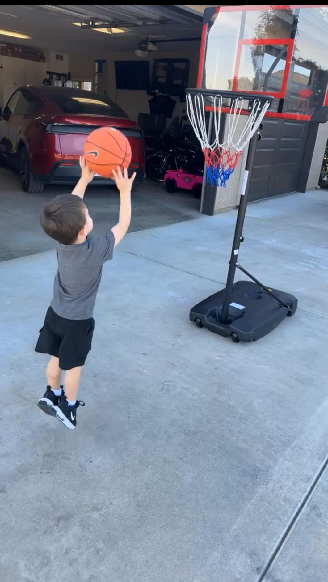 Kids Basketball Hoop Outdoor 4.82-8.53ft Adjustable, Portable Basketball Hoops & Goals for Kids/Teenagers/Youth in Backyard/Driveway/Indoor, with Enlarged Base and PC Backboard customer photo 2
