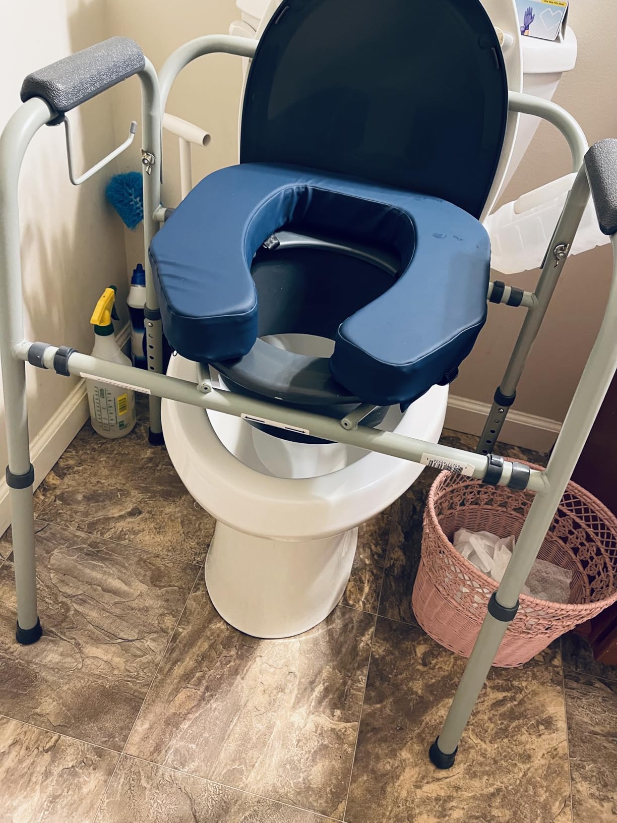 Lunderg Padded Toilet Seat Riser for Seniors - Adds 2 inches. Universal Fit - FIRM Raised Toilet Seat Cushion with High-Density Foam for Enhanced Comfort & Elevation. Post-Surgery Must have (Blue) customer photo 2
