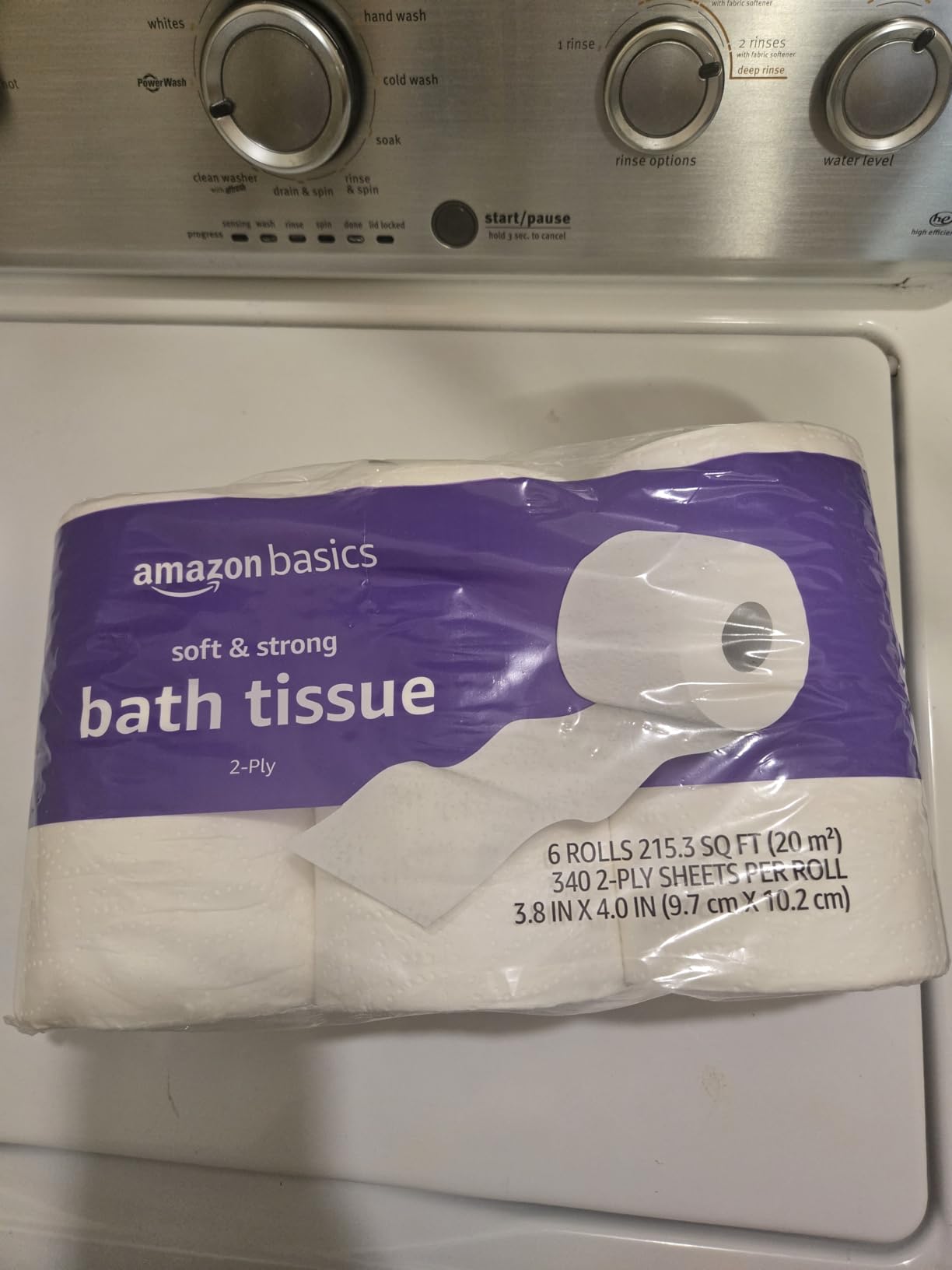 Amazon Basics Soft and Strong 2-Ply Toilet Paper, 6 Ultra Rolls = 24 Regular Rolls, Unscented, 340 Sheets per Roll, Septic Safe customer photo 1