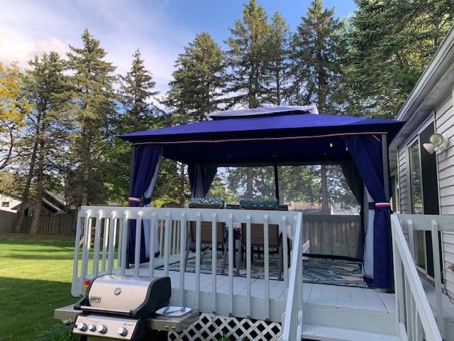 LAUSAINT HOME Patio Gazebo 10'x10', Outdoor Heavy Duty Party Tent Shelter with Double Roofs, Mosquito Nettings and Privacy Screens for Backyard, Garden, Lawn, Khaki customer photo 1