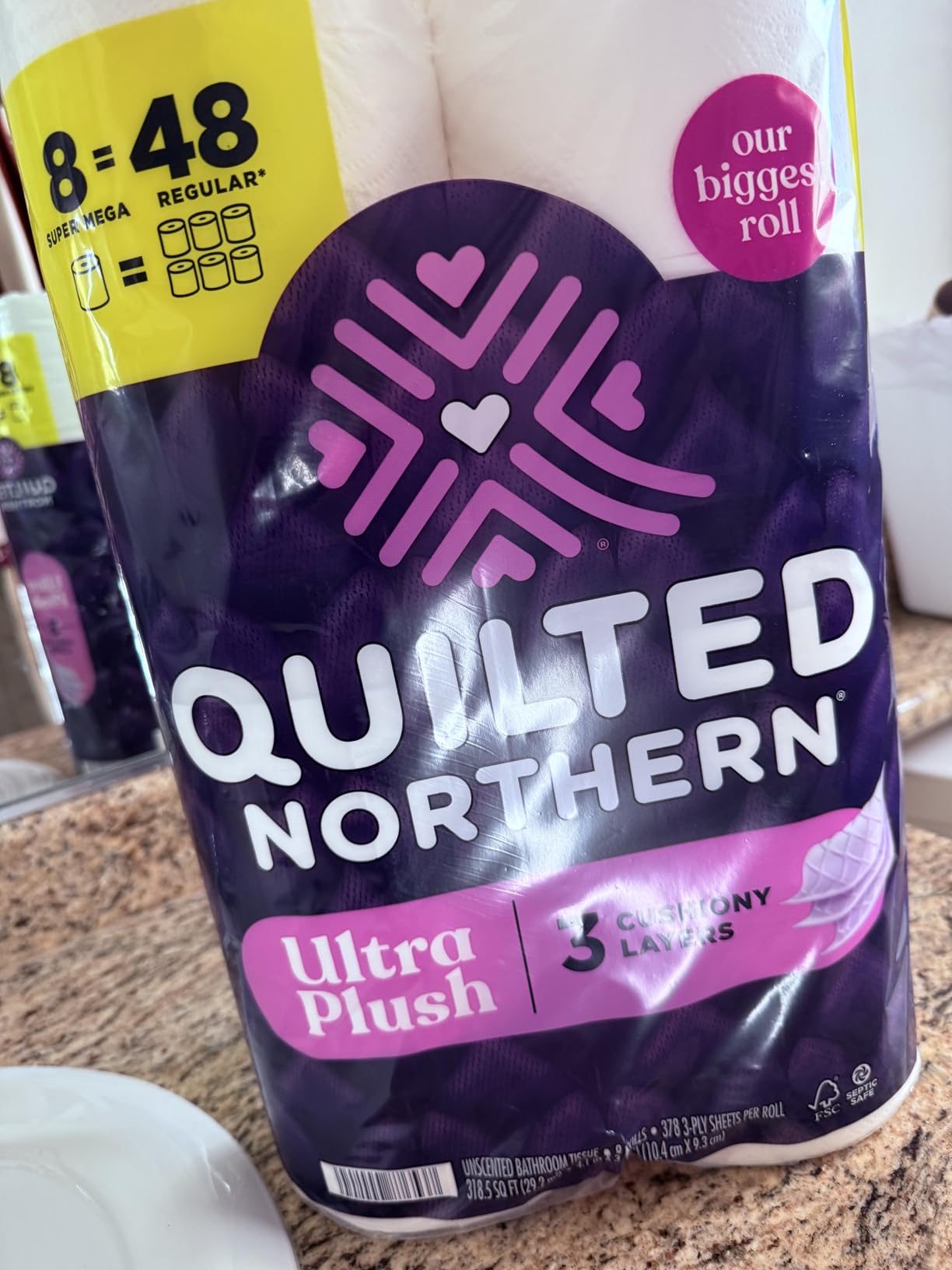 Quilted Northern Ultra Plush Toilet Paper, 24 Mega Rolls = 96 Regular Rolls, 3X Thicker*, 3 Ply Soft Toilet Tissue customer photo 2