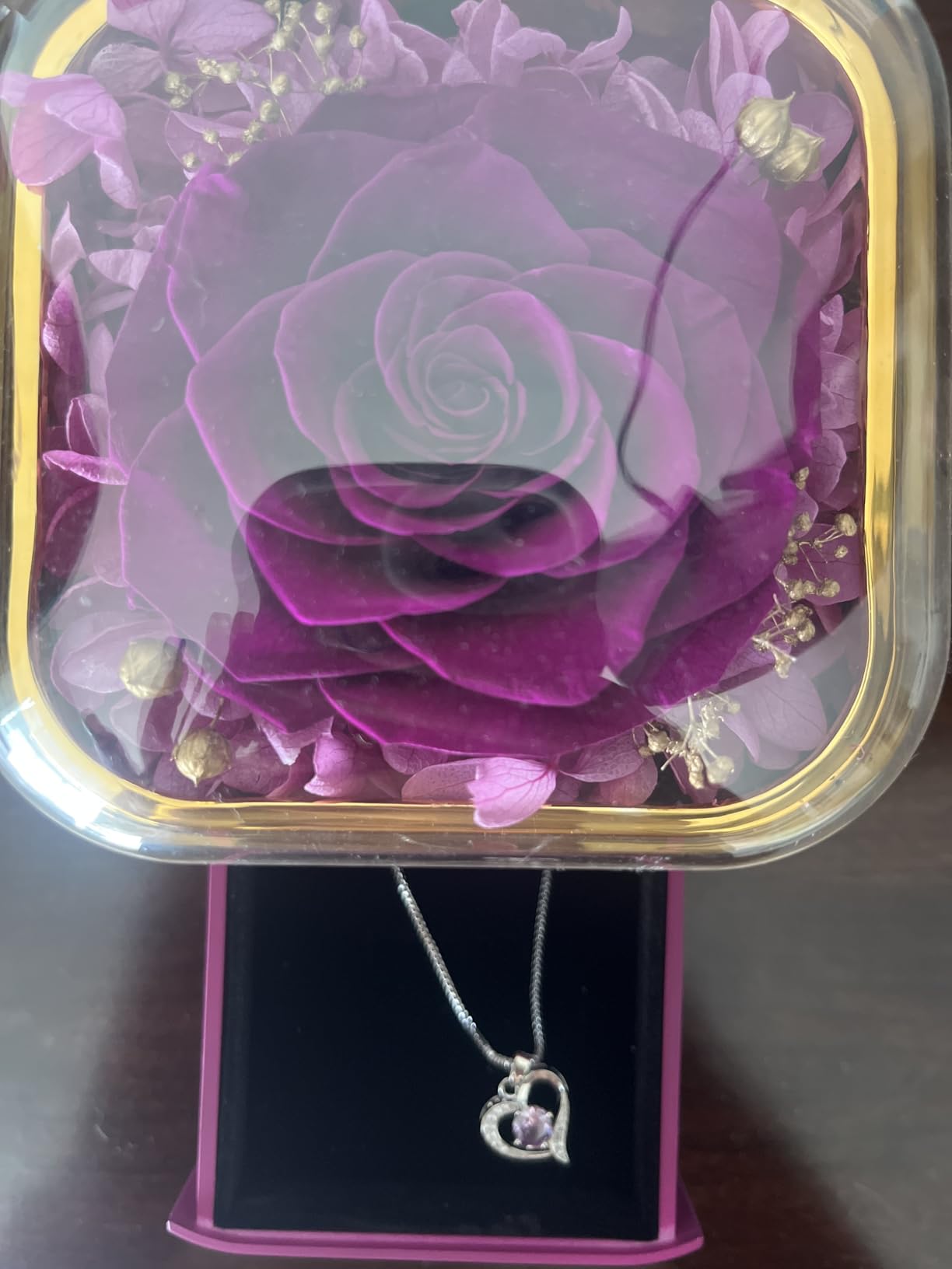 Beferr Valentines Day Gifts for Her Preserved Real Rose with Necklace Eternal Roses Fresh Flowers for Delivery Prime Birthday Anniversary Purple Gifts for Women Mom Wife Daughter Grandma Girlfriend Customer Review Beferr Valentines Day Gifts for Her Preserved Real Rose with Necklace Eternal Roses Fresh Flowers for Delivery Prime Birthday Anniversary Purple Gifts for Women Mom Wife Daughter Grandma Girlfriend - Customer Photo 2
