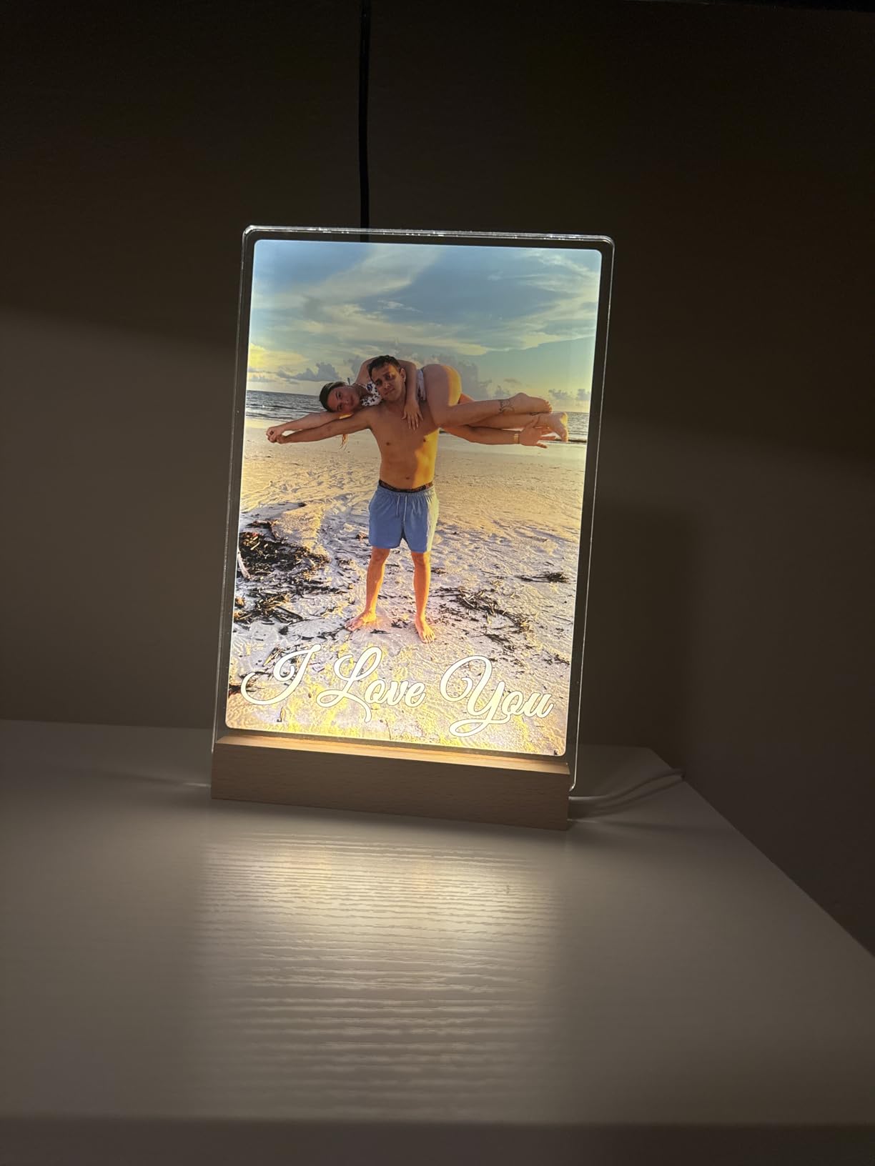 Custom Picture Frames, Personalized Photo Frame with LED Light Base Customer Review Custom Picture Frames, Personalized Photo Frame with LED Light Base - Customer Photo 2